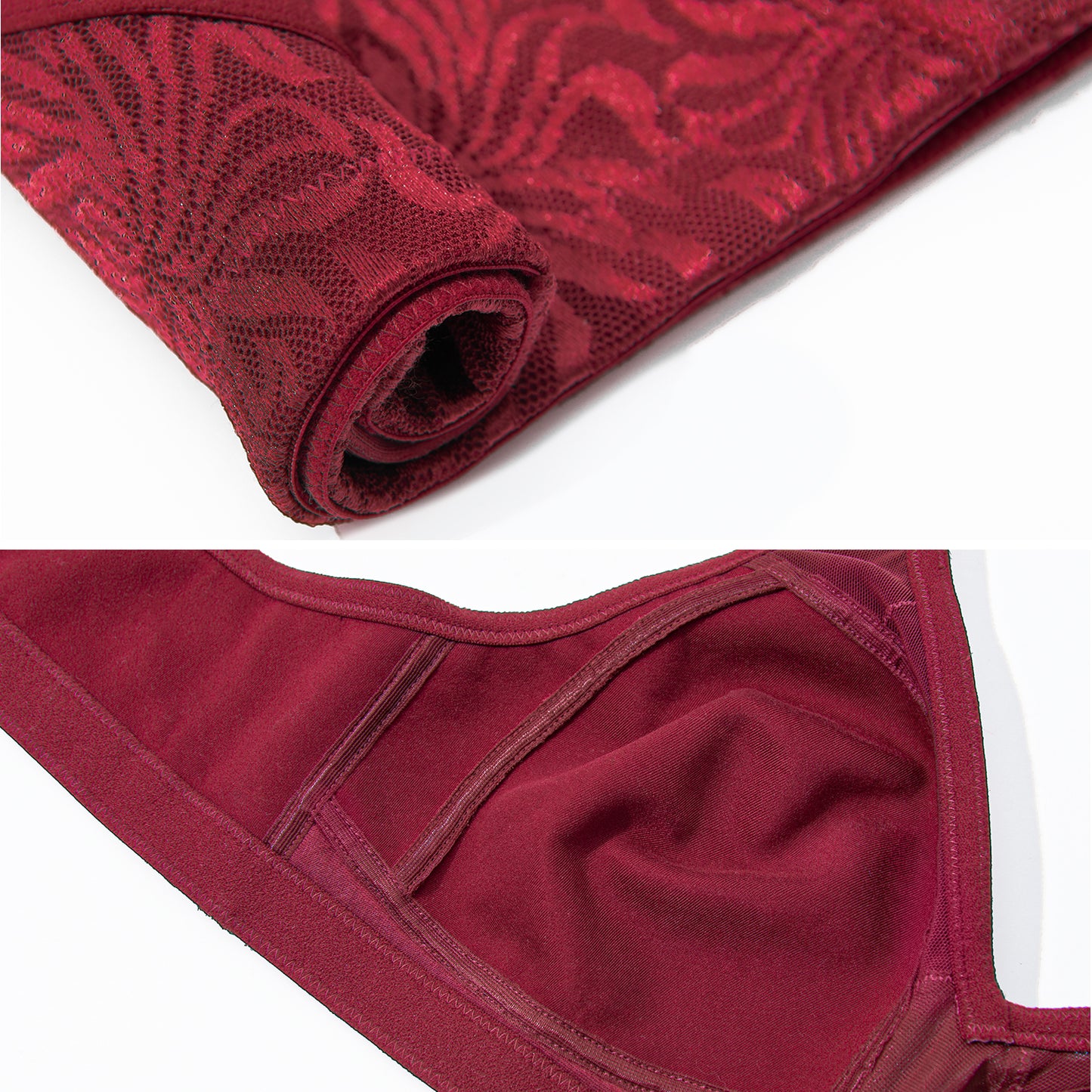 Deyllo Women's Full Coverage Comfort Wire Free Minimizer Support Bra Non Padded Red
