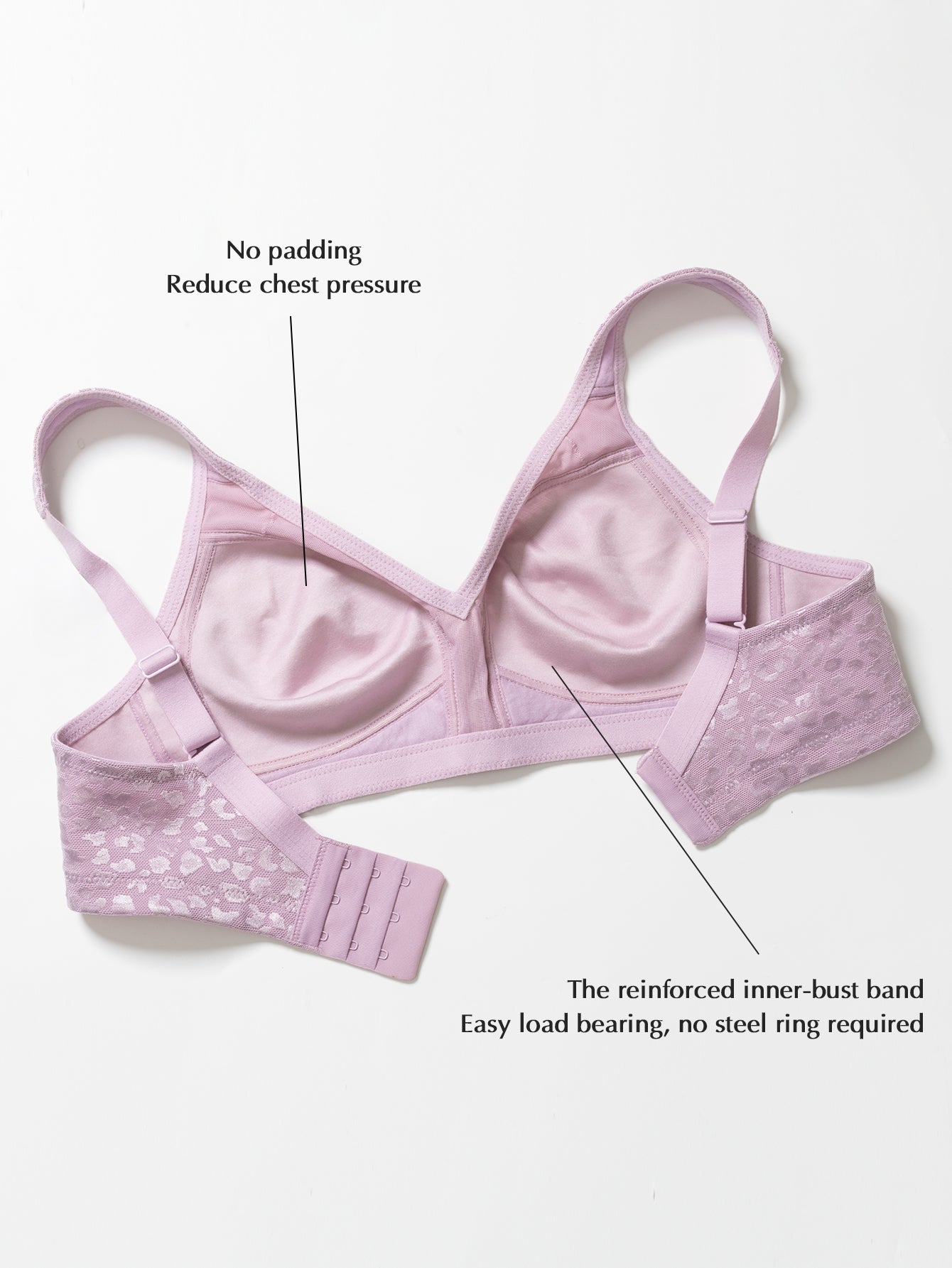Wingslove Women's Plus Size Full Coverage Minimizer Bra Wirefree Non Padded for Everyday Comfort, Light Purple