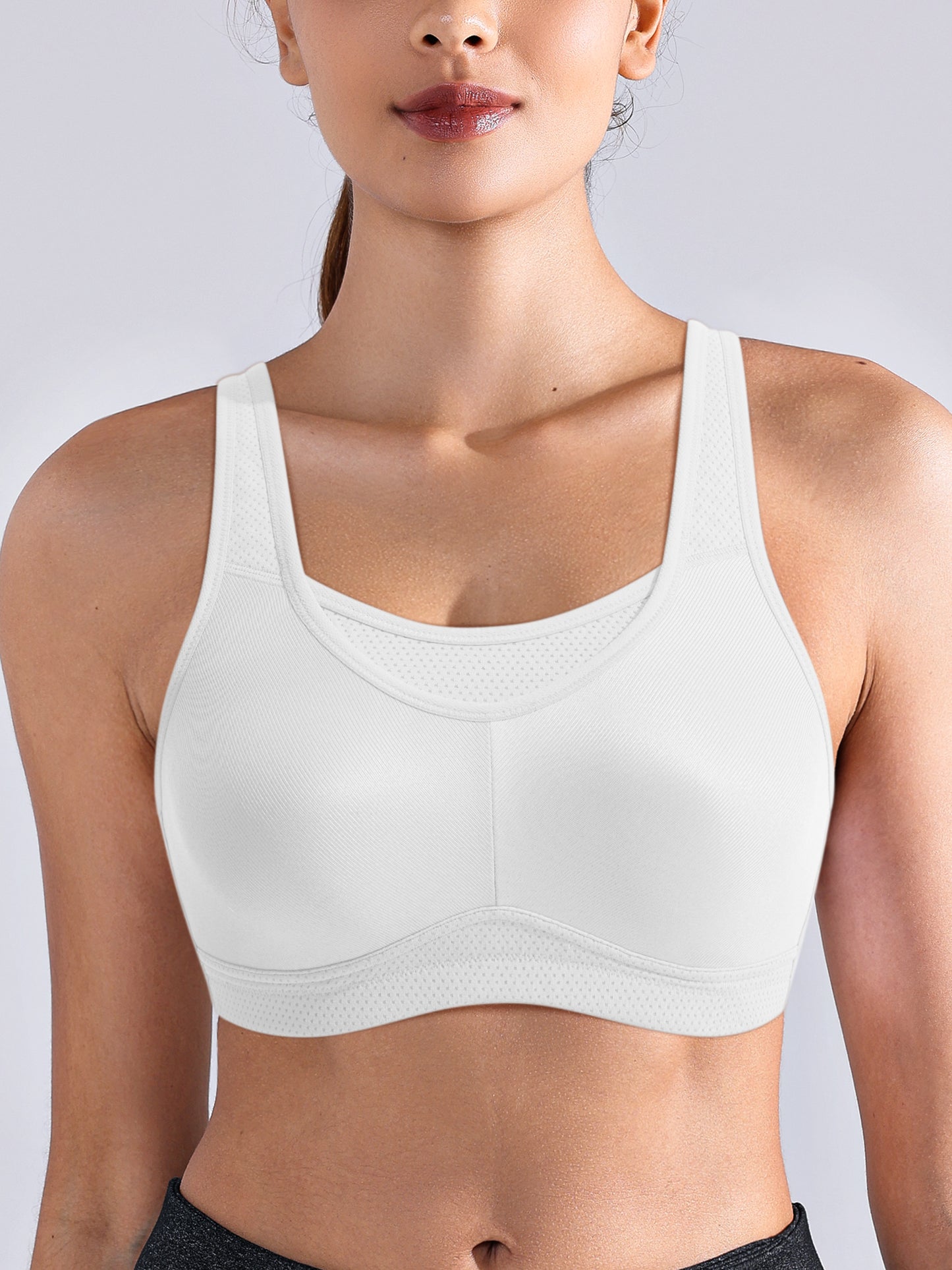 Deyllo Women's High Impact Sports Bras Plus Size Full Figue Non-Padded Seamless Wireless Exercise Running Sport Bra,White