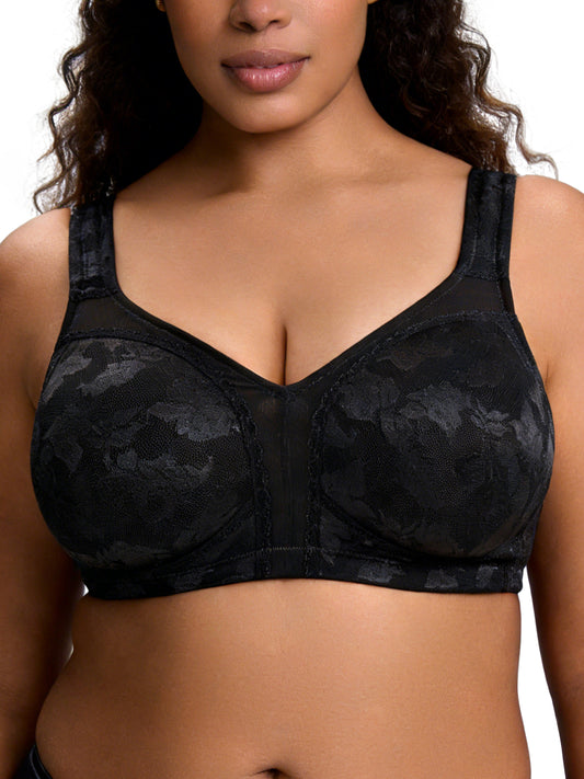Deyllo Women Plus Size Bras Full Coverage Minimizer Wirefree Non Padded Comfort Black Bras