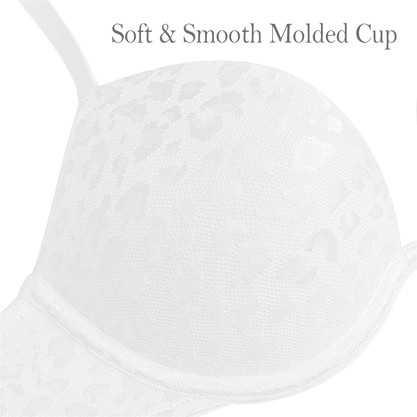 Wingslove Womens Push-up Bra Deep V Plunge Underwire T-Shirt Bra, White