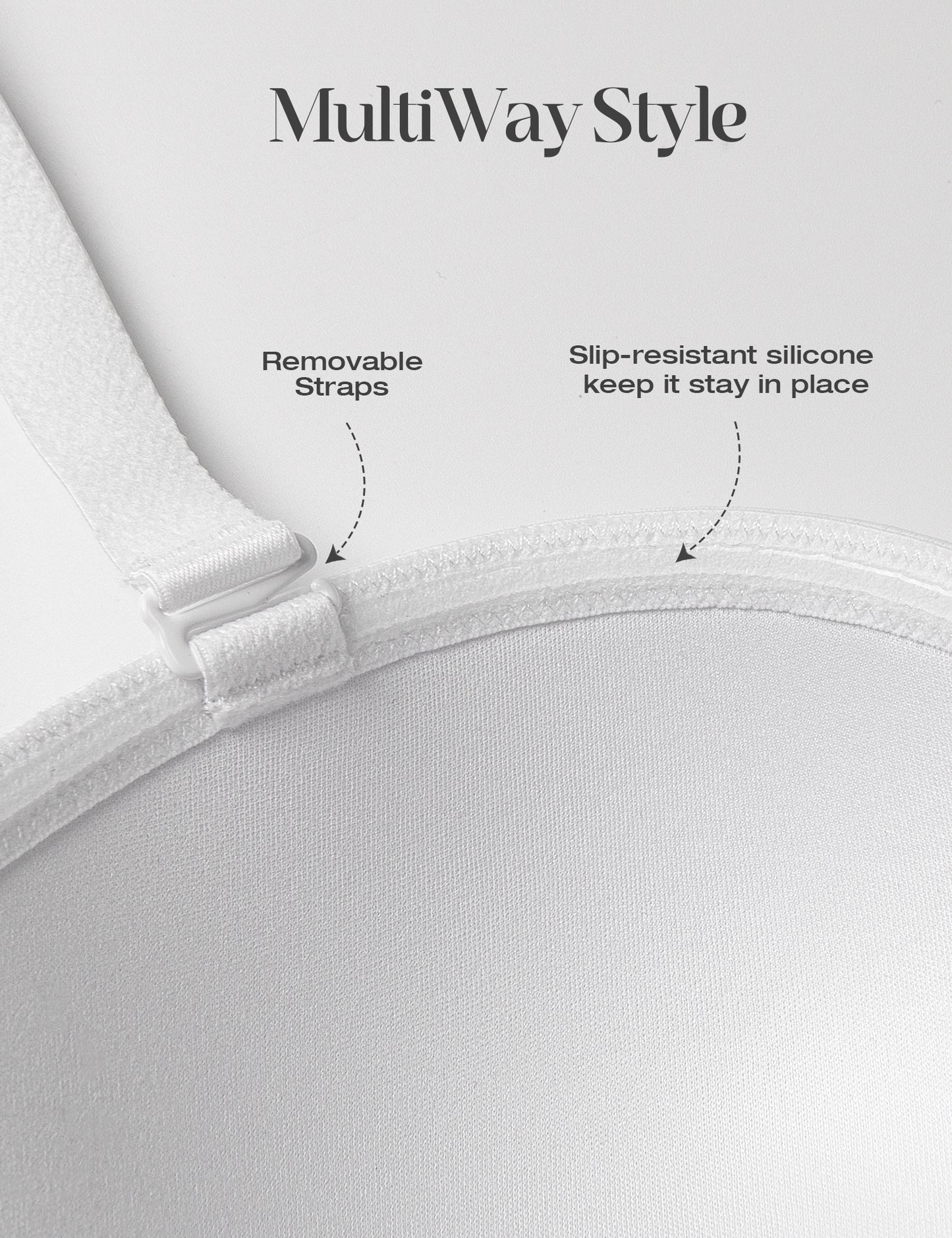 Wingslove Women's Strapless Push Up Bra Plus Size Full Figure Underwire Multiway Contour Bra,White