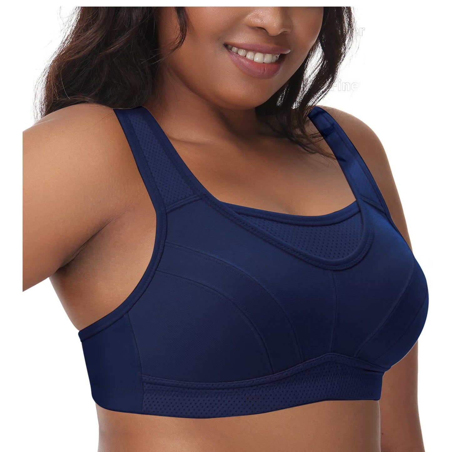 Deyllo Women Sport Bras High Impact Support Wireless Bras Navy Blue Plus Size Exercise Bra