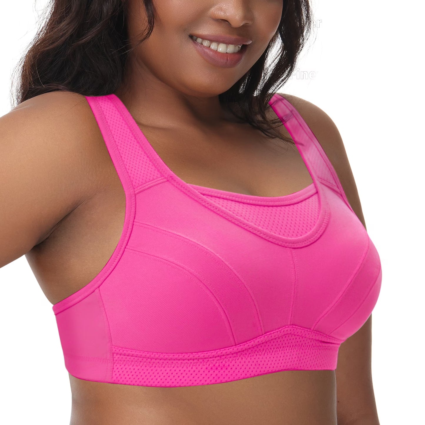 Deyllo Women Plus Size Sport Bras Full Coverage No Padded Wireless Rose Red Bras High Impact Support Workout Bras
