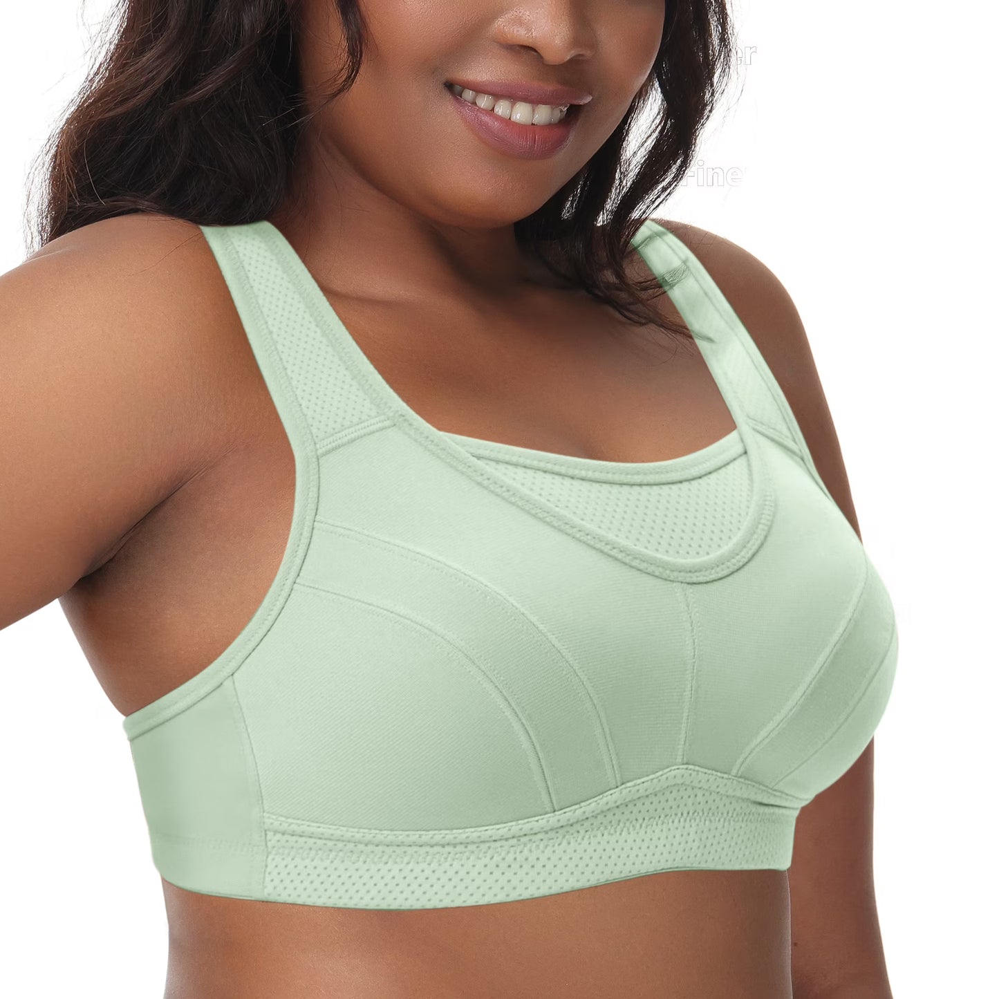 Deyllo Women Wireless Sport Bras High Impact Support Workout Bras Full Coverage No Padded Comfort Light Green