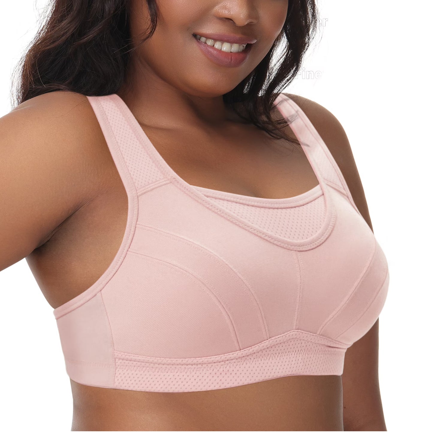 Deyllo Women Plus Size Bras Sport Workout Bras High Impact Support Exercise Bra No Underwire Comfort Light Pink Bra