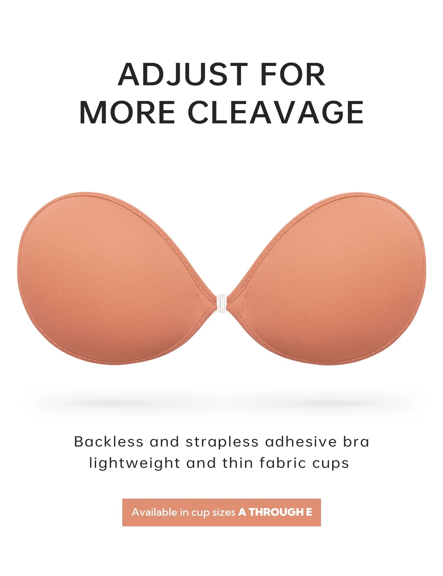 Wingslove Adhesive Bra Reusable Backless Strapless Push-up Silicone Invisible Sticky Bras for Backless Dress,Peach Blossom