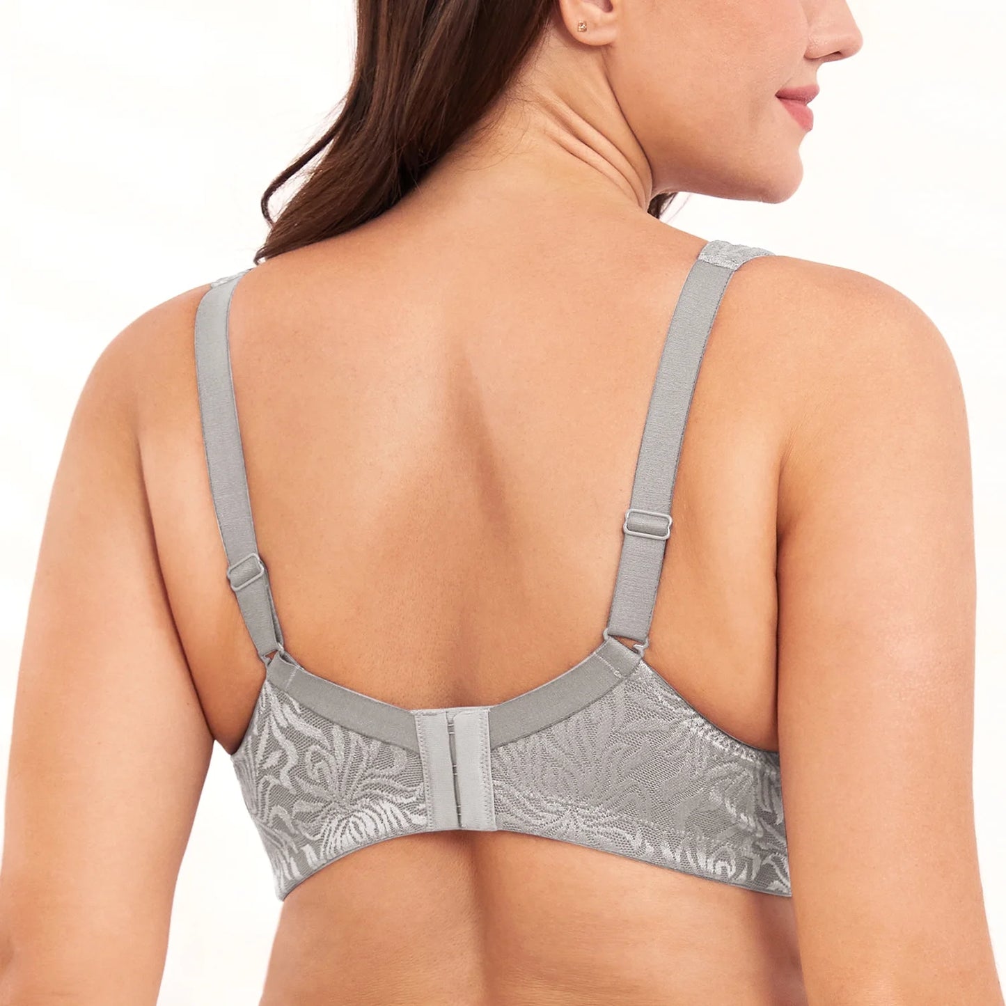 Wingslove Women's Full Coverage Plus Size Bra Non Padded Wireless Minimizer Bra, Silver Gray