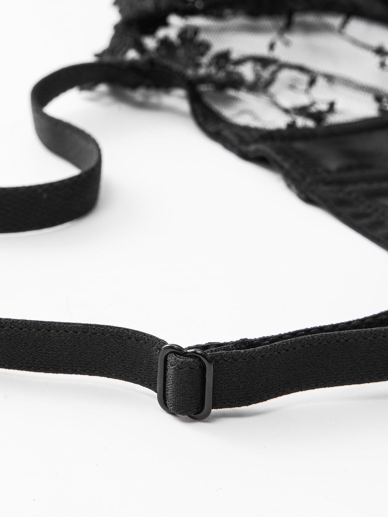 Wingslove Women's Sexy Lace Sheer Bra Demi Mesh Balconette See Through Unlined Underwire with Silicone Nipple,Black