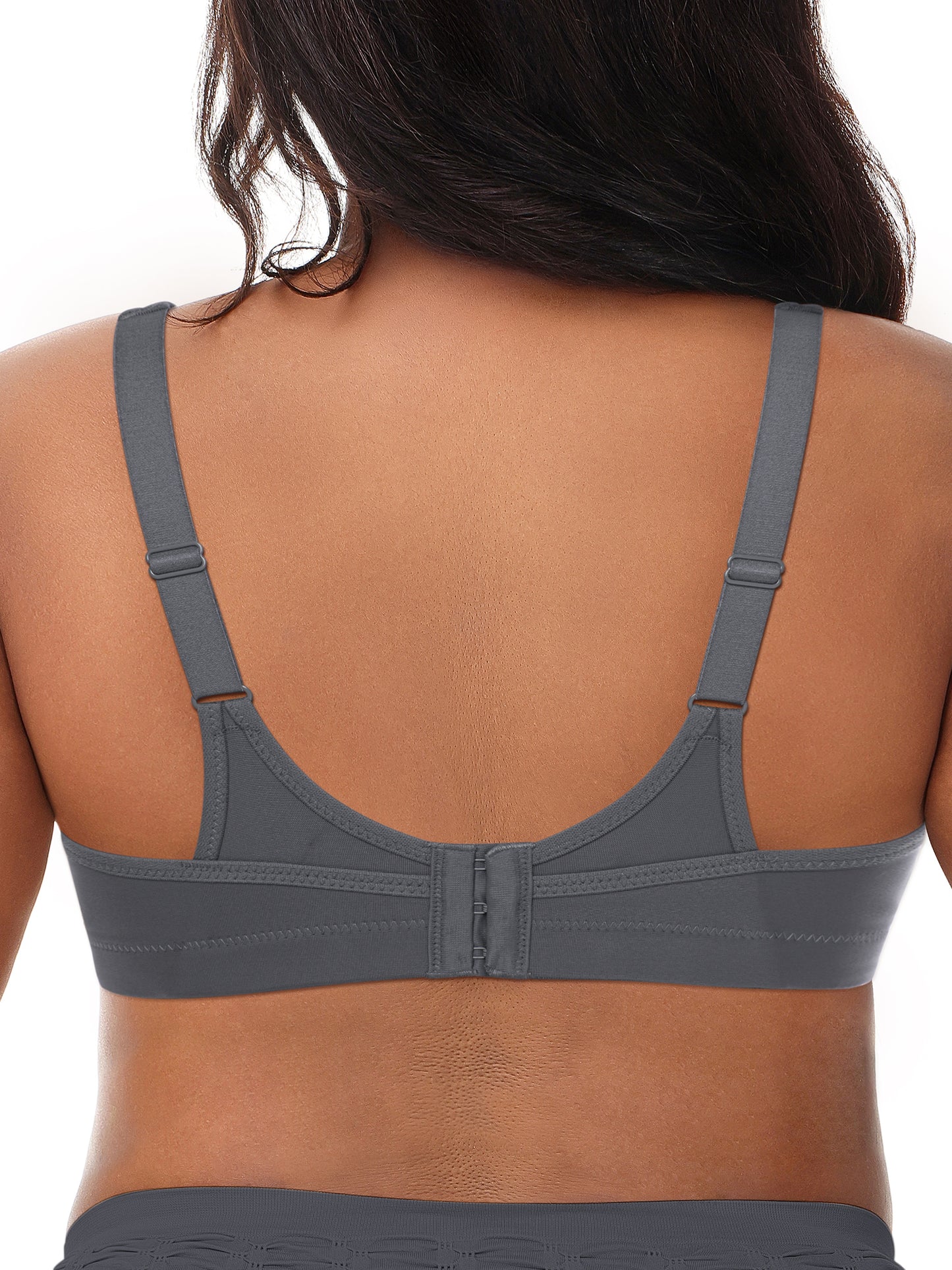 Deyllo Women's Plus Size Sports Bra, High Impact Full Support, Non-Padded Wireless Workout Running Gray Bra