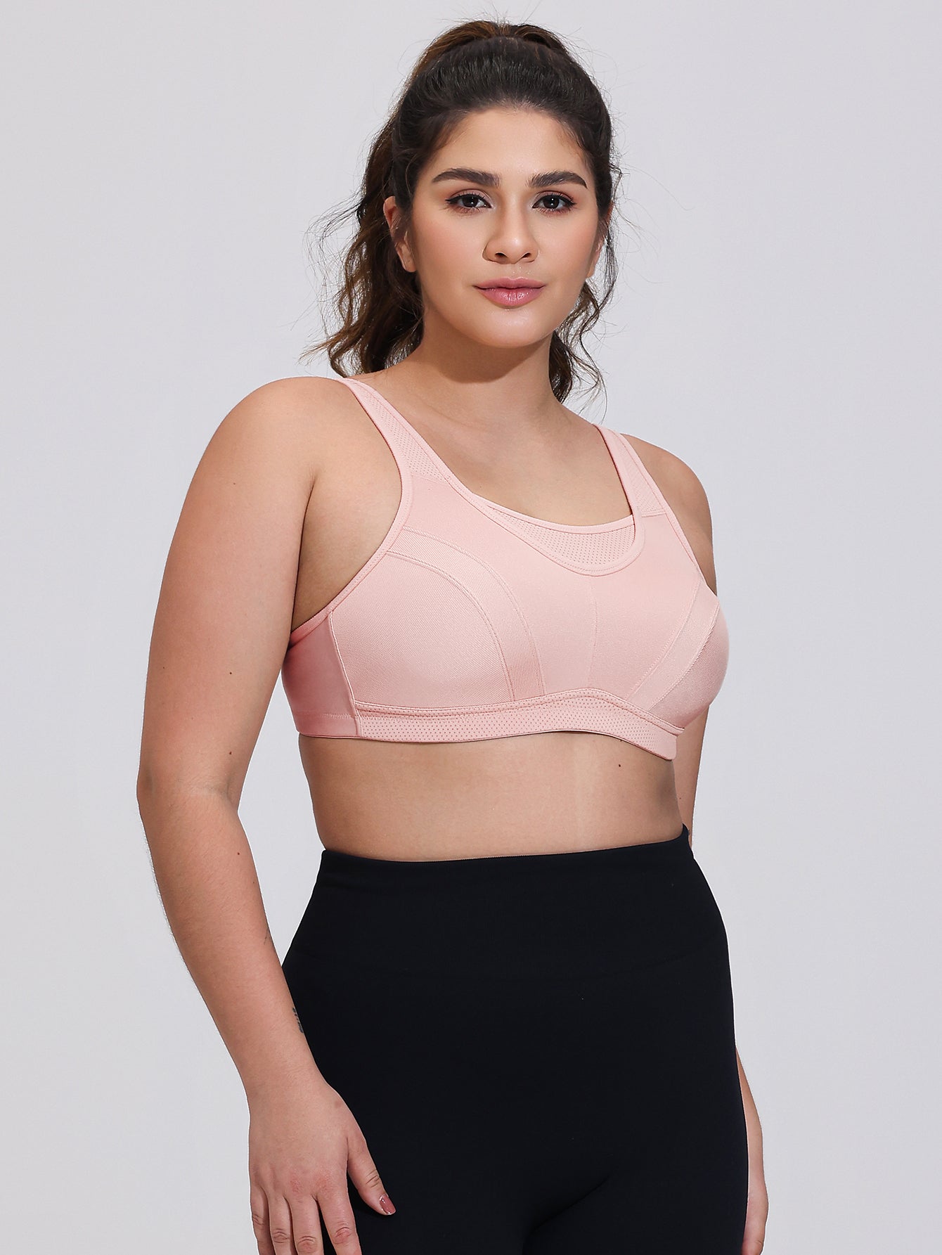 Wingslove Women's Sports Bra Full Coverage Wireless Bra Plus Size High Impact Non Padded Workout Bra,Pink