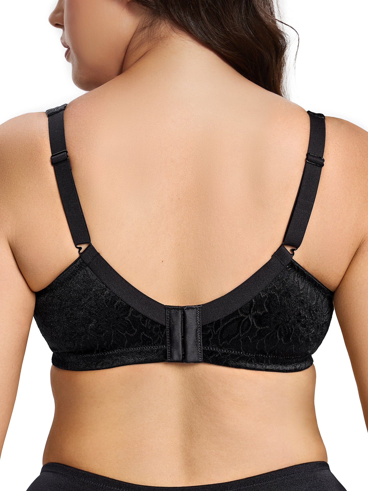Deyllo Women Plus Size Minimizer Bra Soft Cup Wire-Free Bra Comfort Support Large Bust Black Bras