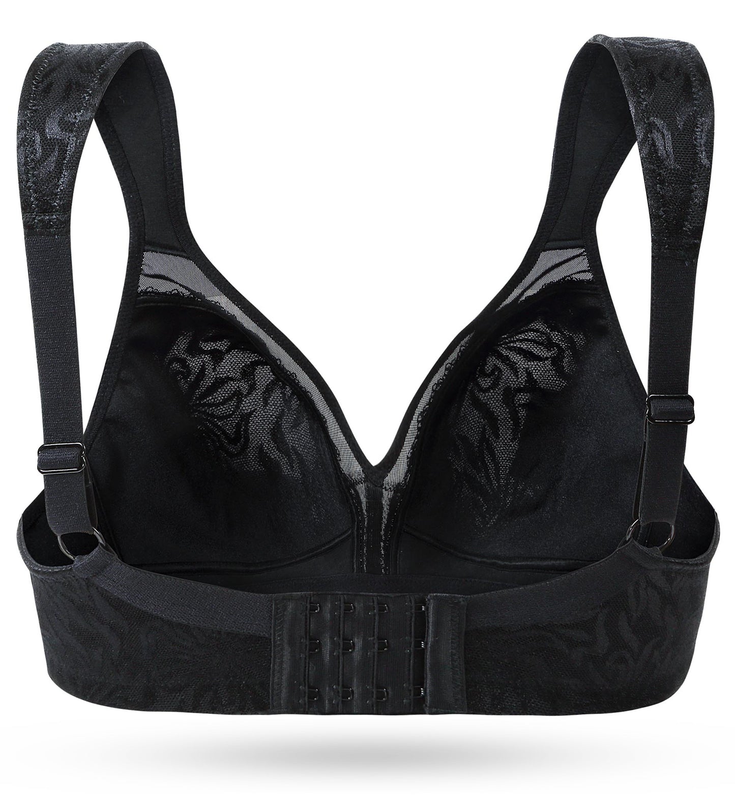 Deyllo Women's Non Padded Wireless Bras Plus Size Full Coverage Black Minimizer Bra
