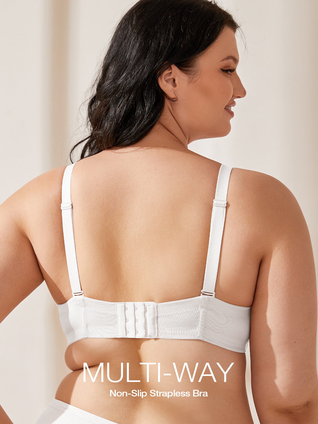 Wingslove Women's Strapless Push Up Bra Plus Size Full Figure Underwire Multiway Contour Bra,White