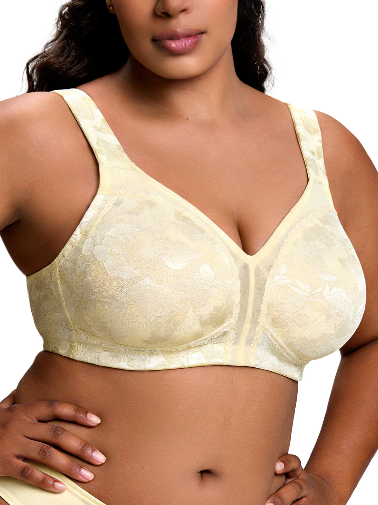 Deyllo Minimizer Bras for Women Plus Size Seamless Unlined Bra Full-Figure Non Padded Comfort Light Beige Bras