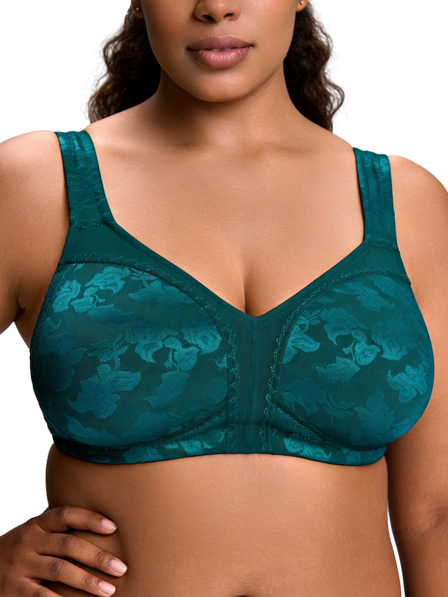 Deyllo Women Plus Size Push Up Bras Full Coverage Minimizer Bra Non Padded Unlined Green Bras