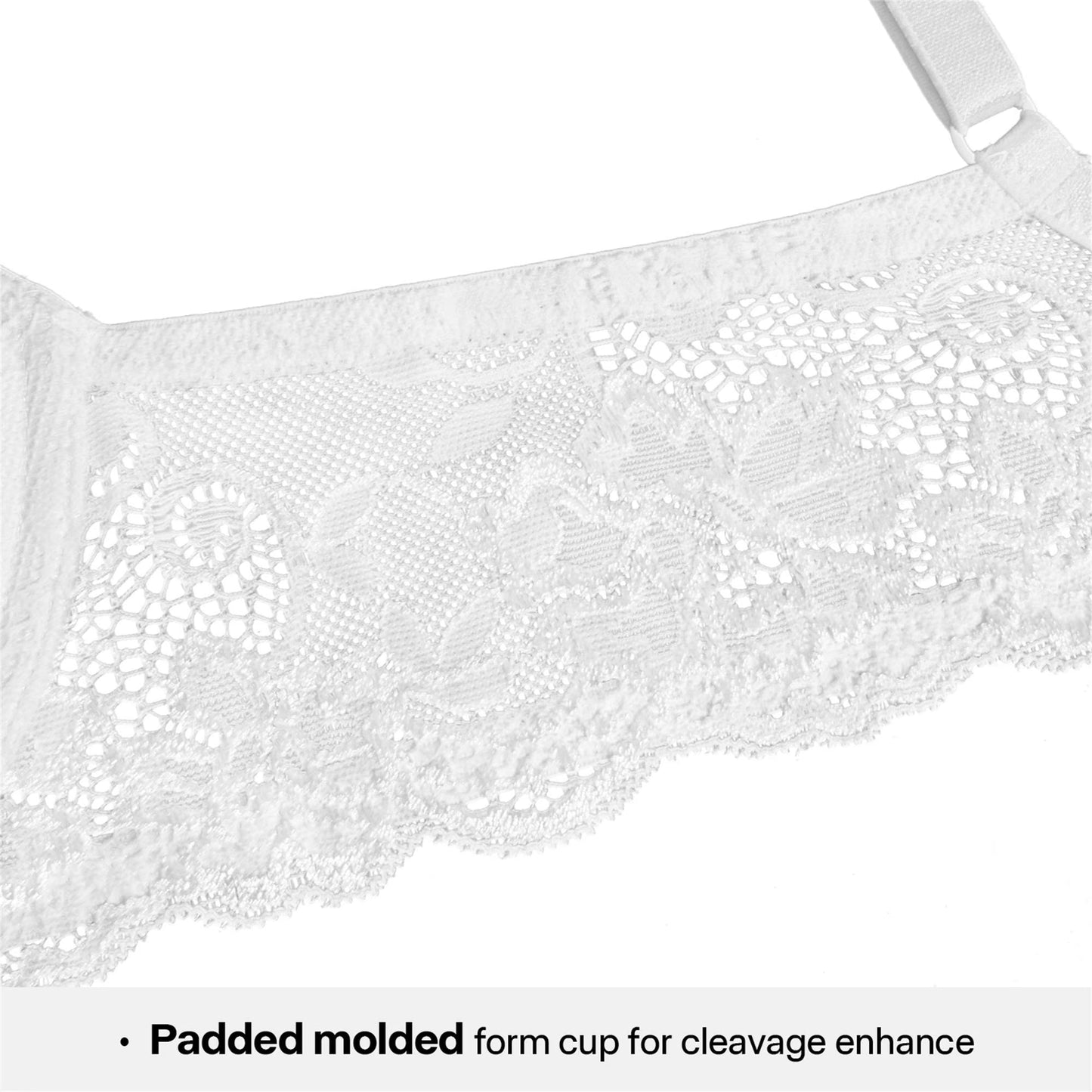 Wingslove Women's Push Up Sexy Lace Padded Plunge Underwire Lift Up Bras Add 1 Cup Boost Brassiere,White