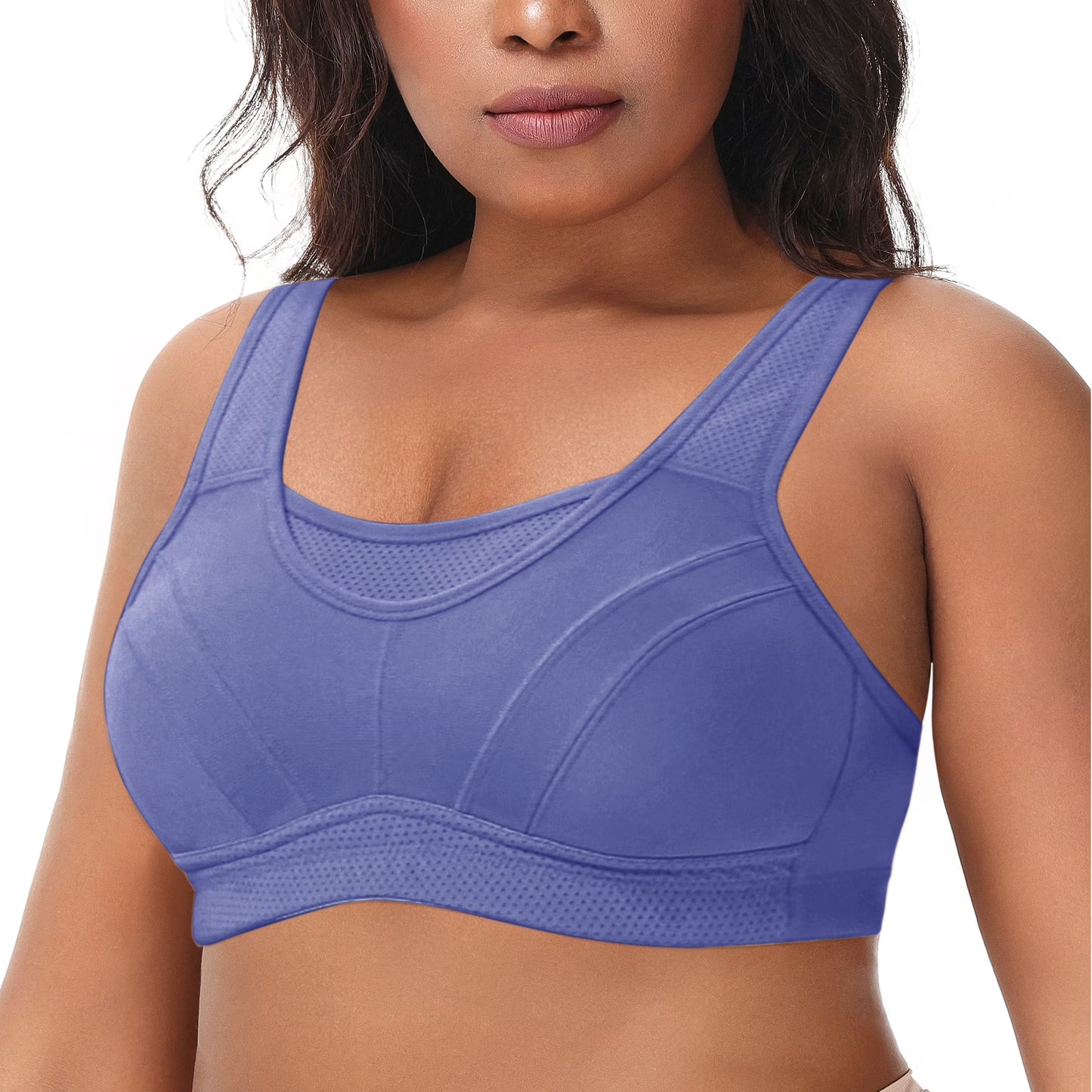 Deyllo Women Plus Size Sport Bras Full Coverage No Underwire Wireless Comfort Everyday Purple Bra