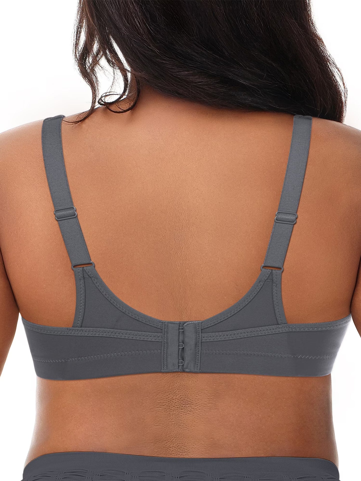 Deyllo Women's Sports Bras Plus Size High Impact Full Support Non-padded Wireless Workout Running Exercise Bra Activewear, Gray