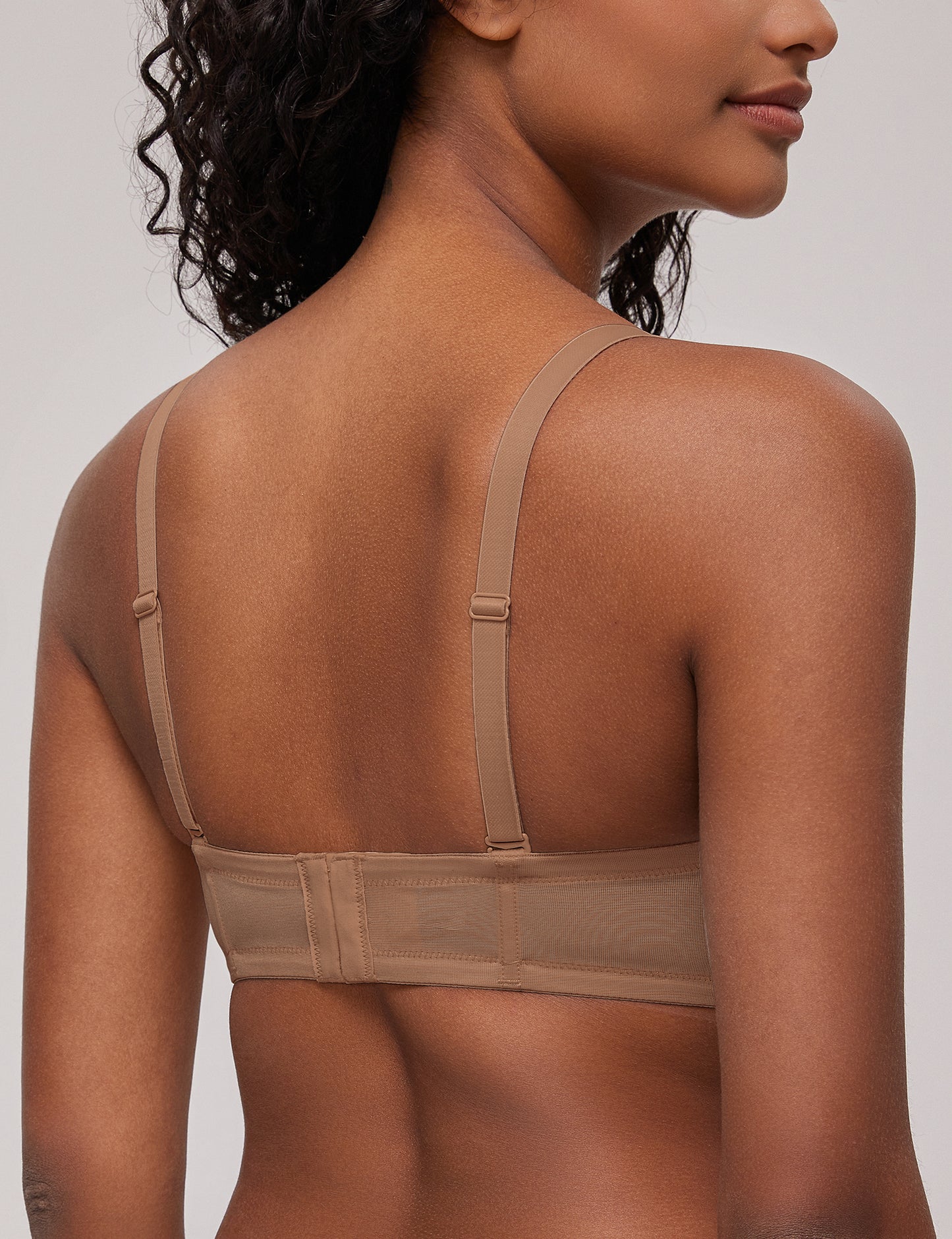 Deyllo Women Brown Strapless Bras Full Cup Push Up Underwire Support Padded Bra