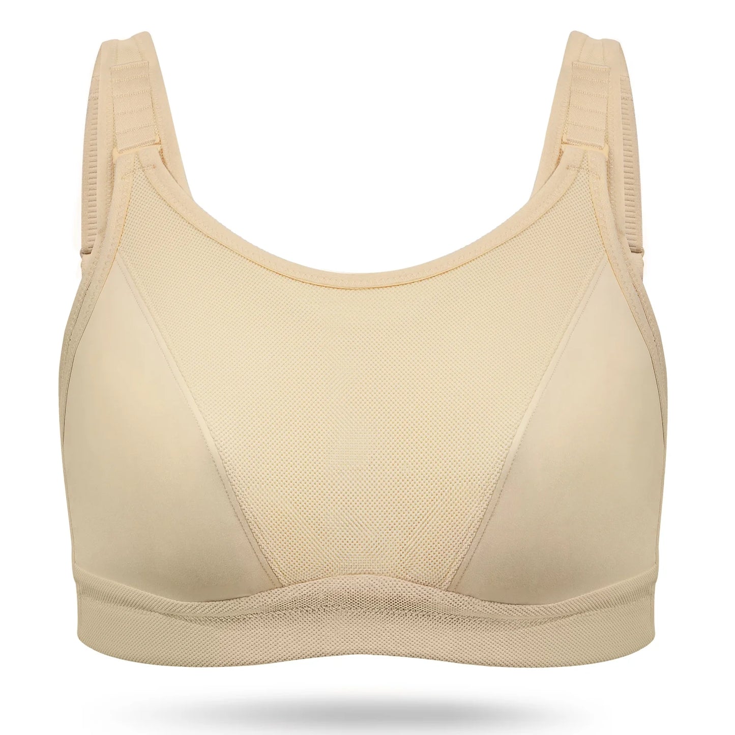 Wingslove Women's Non Padded Wireless Plus Size High Impact Sports Bra, Beige