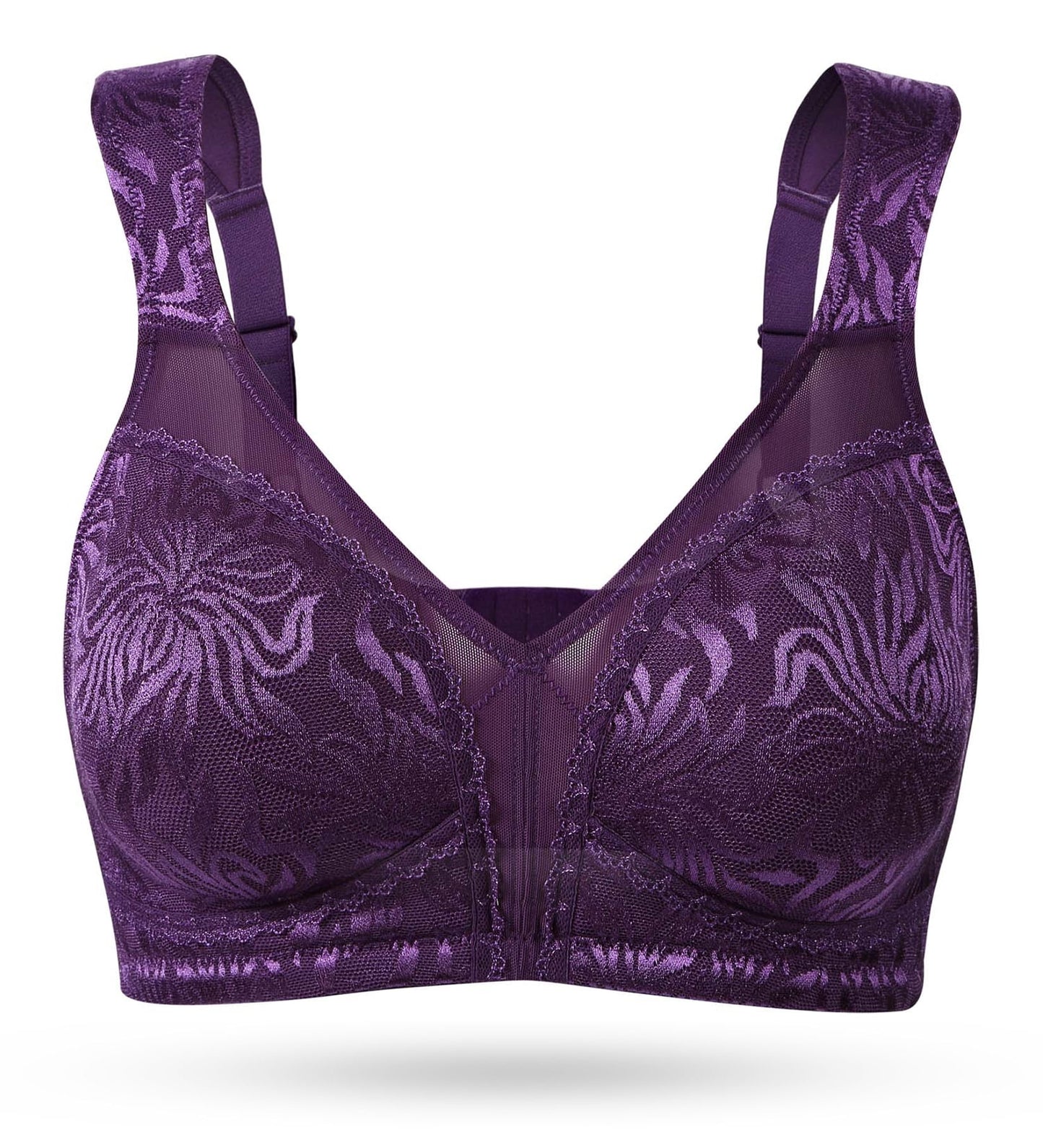 Wingslove Women's Full Coverage Plus Size Bra Non Padded Wireless Minimizer Bra, Purple