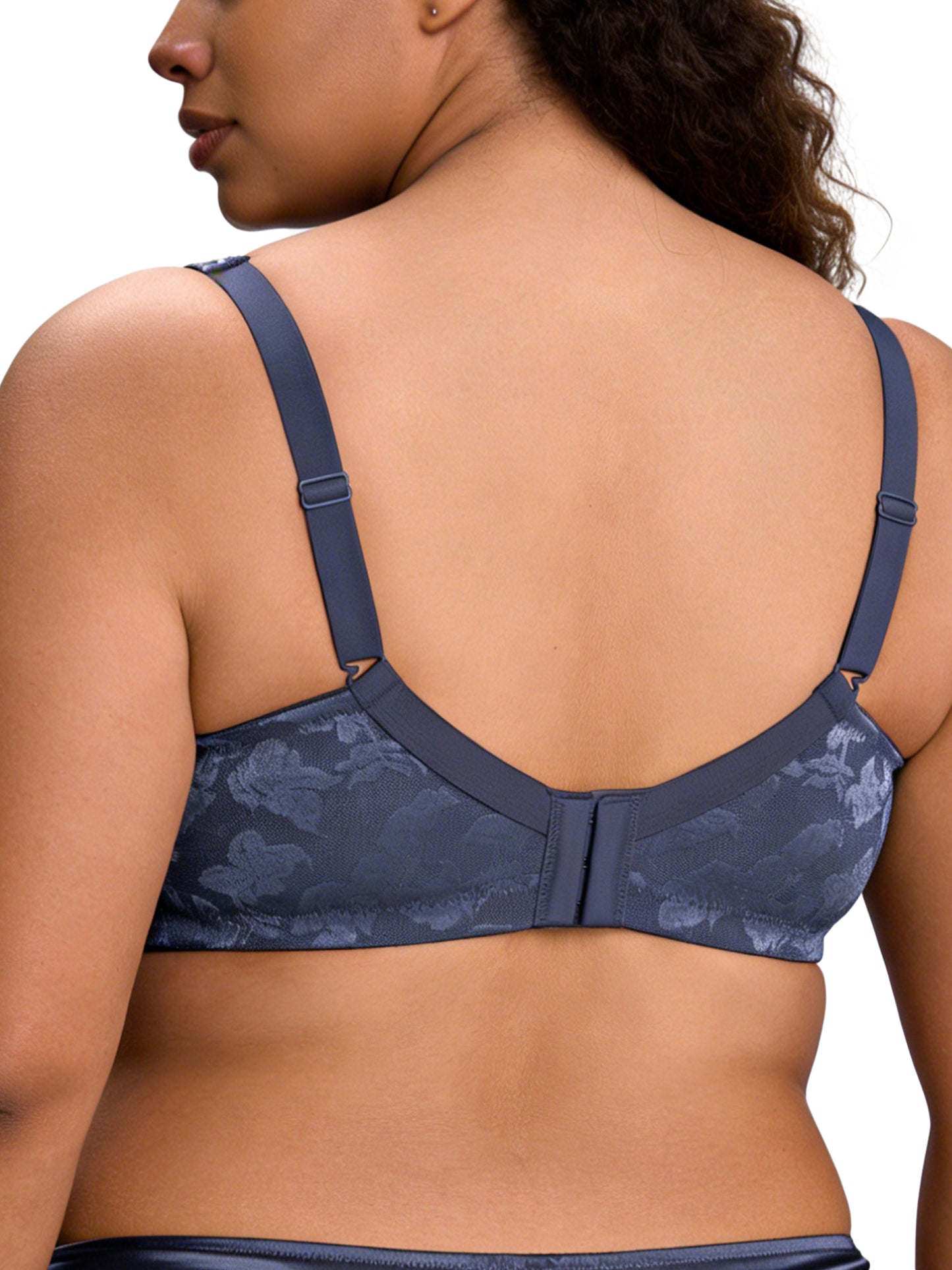 Deyllo Plus Size Bras for Women Seamless Minimizer Bras Full-Figure Support Unlined Non Padded Comfort Blue Bras