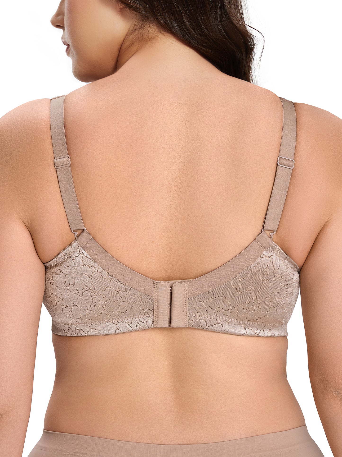Deyllo Women Plus Size Non Padded Bra Full Coverage Support Minimizer Bra Seamless Unlined Brown Bras
