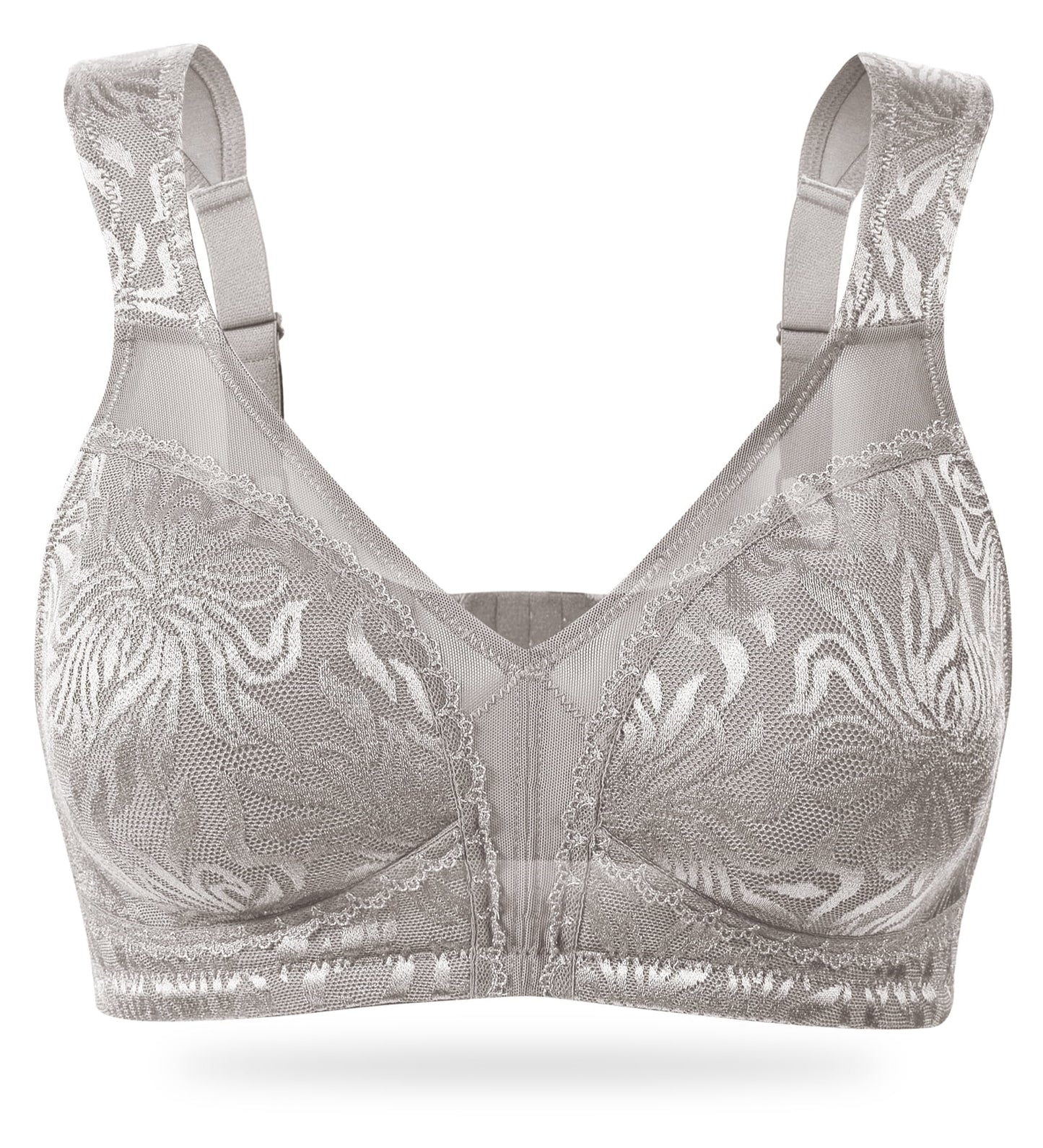 Wingslove Women's Full Coverage Plus Size Bra Non Padded Wireless Minimizer Bra, Silver Gray