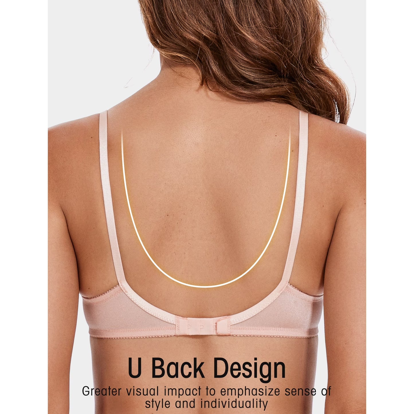Wingslove Women's Sexy 1/2 Cup Lace Bra Balconette Mesh Underwired Demi Shelf Bra Unlined See Through Bralette,Pink Nude