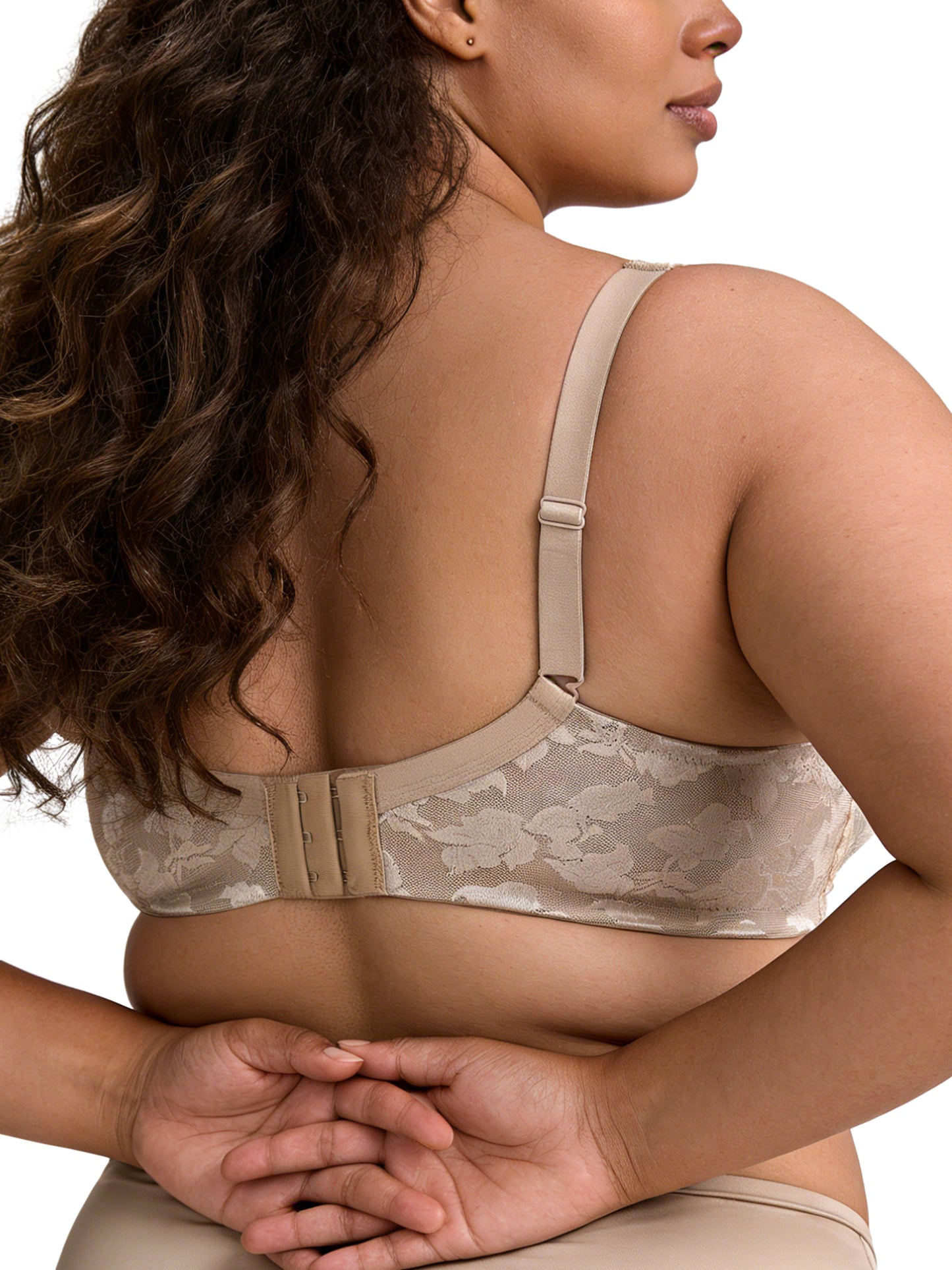 Deyllo Women Full Coverage Non Padded Bras Plus Size Minimizer Bra Wirefree Push Up Brown Bras