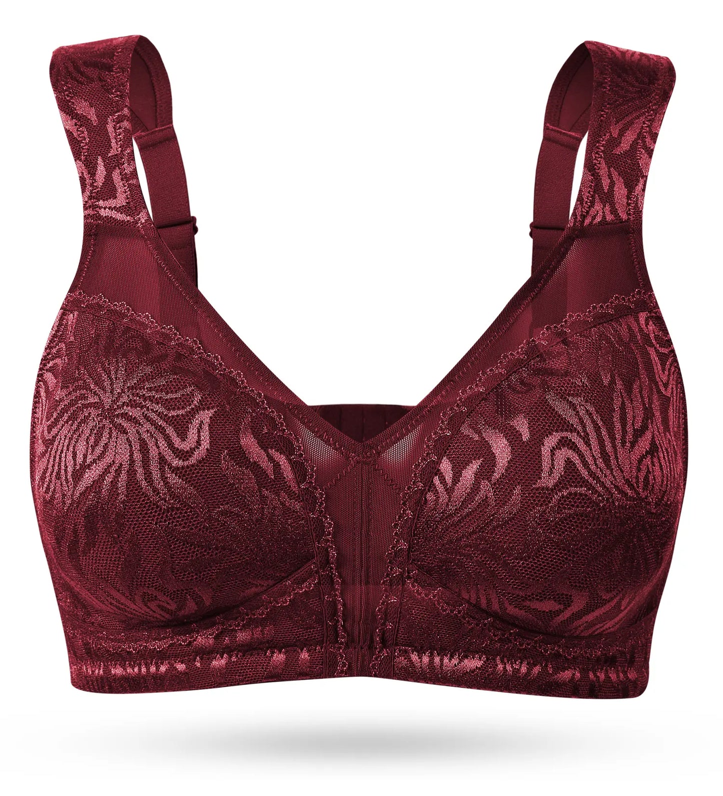 Wingslove Women's Full Coverage Plus Size Bra Non Padded Wireless Minimizer Bra, Wine Red