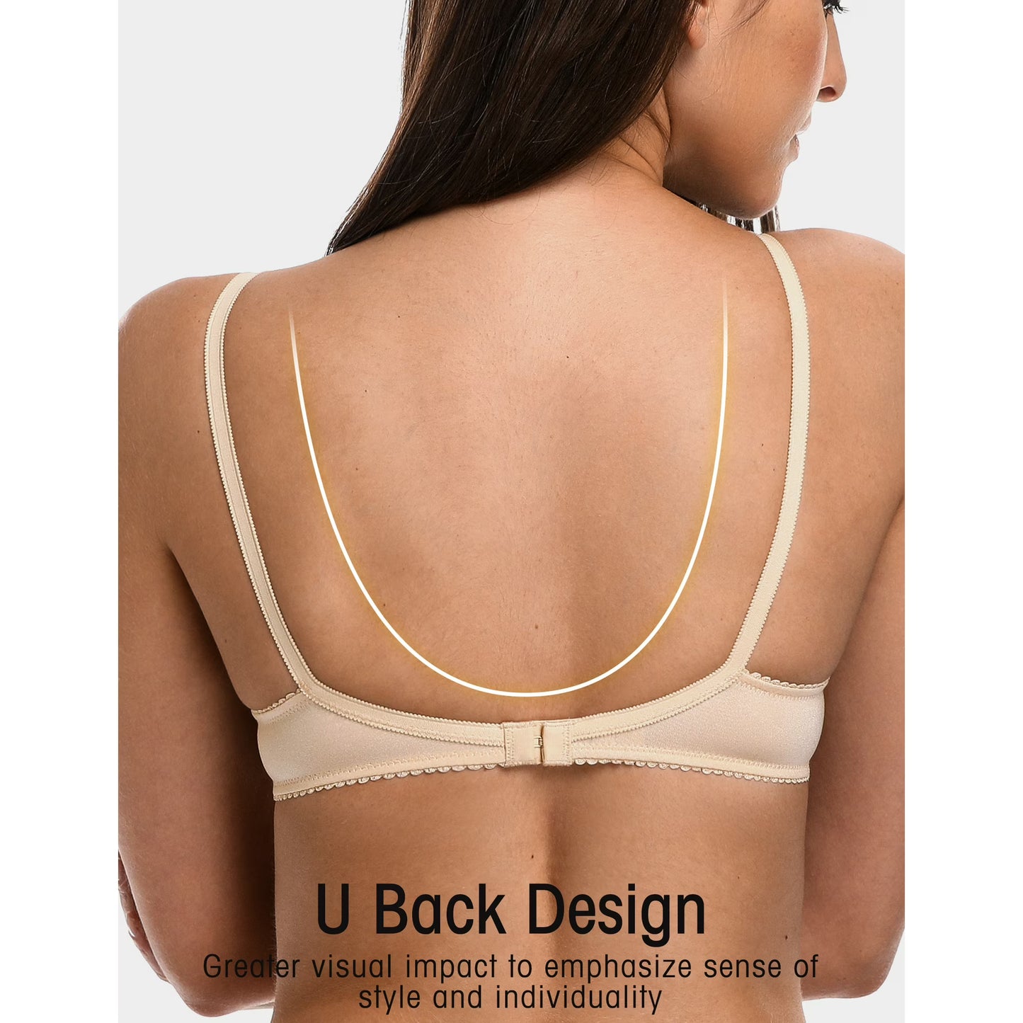 Wingslove Women's Sexy 1/2 Cup Lace Bra Balconette Mesh Underwired Demi Shelf Bra Unlined See Through Bralette,Beige