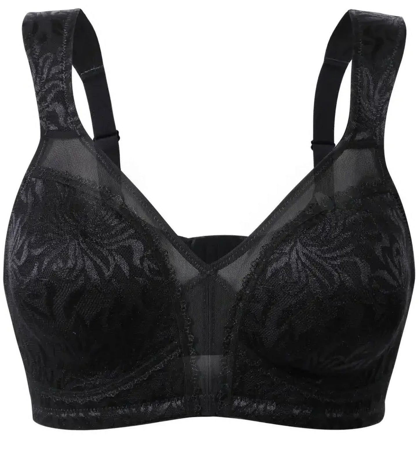 Wingslove Women's Full Coverage Plus Size Bra Non Padded Wireless Minimizer Bra, Black