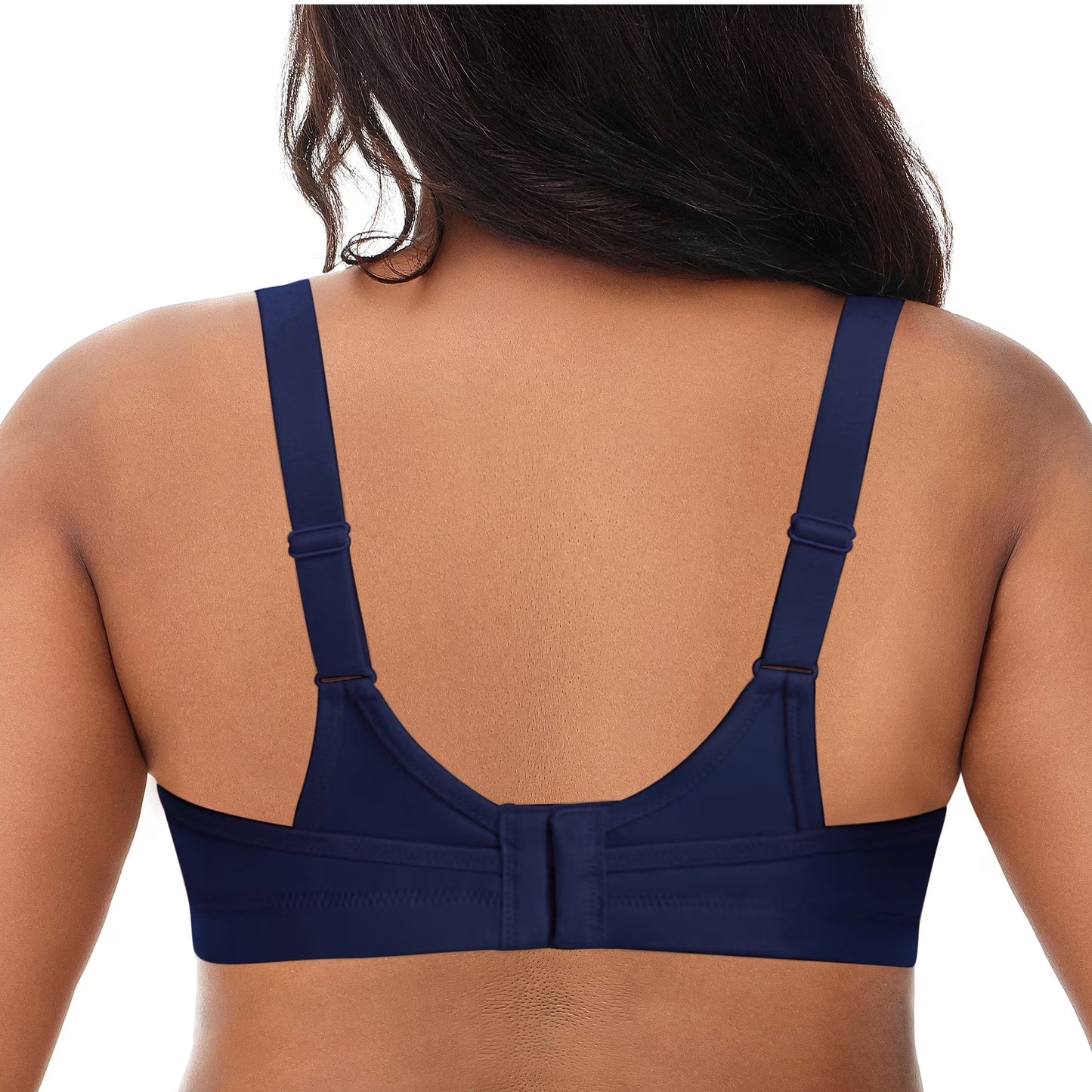 Deyllo Women Sport Bras High Impact Support Wireless Bras Navy Blue Plus Size Exercise Bra