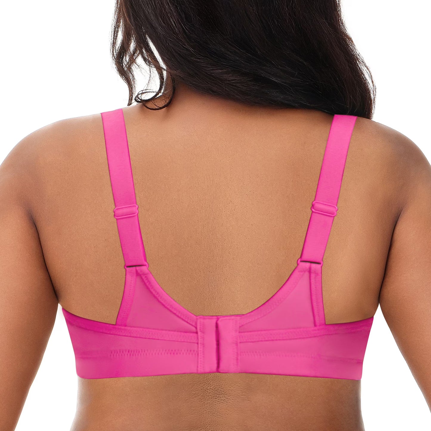 Deyllo Women Plus Size Sport Bras Full Coverage No Padded Wireless Rose Red Bras High Impact Support Workout Bras