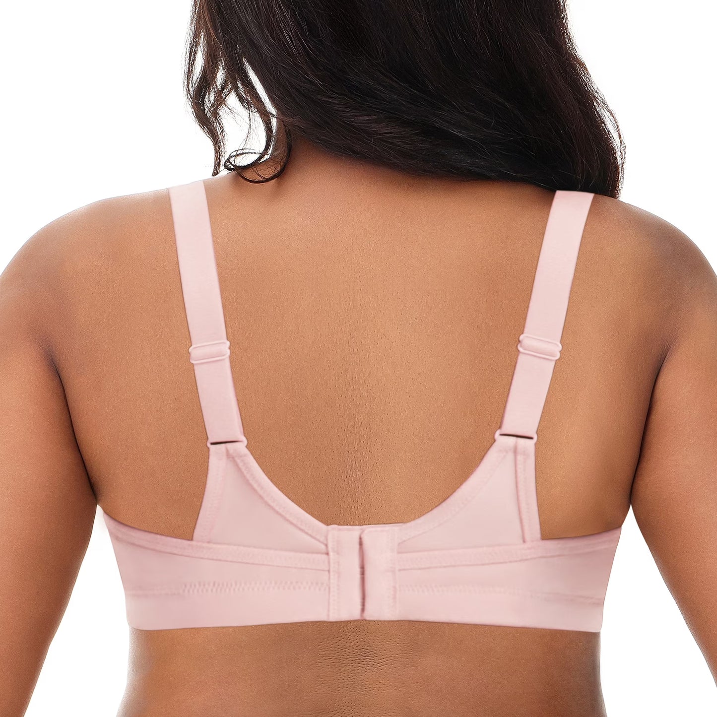 Deyllo Women Plus Size Bras Sport Workout Bras High Impact Support Exercise Bra No Underwire Comfort Light Pink Bra