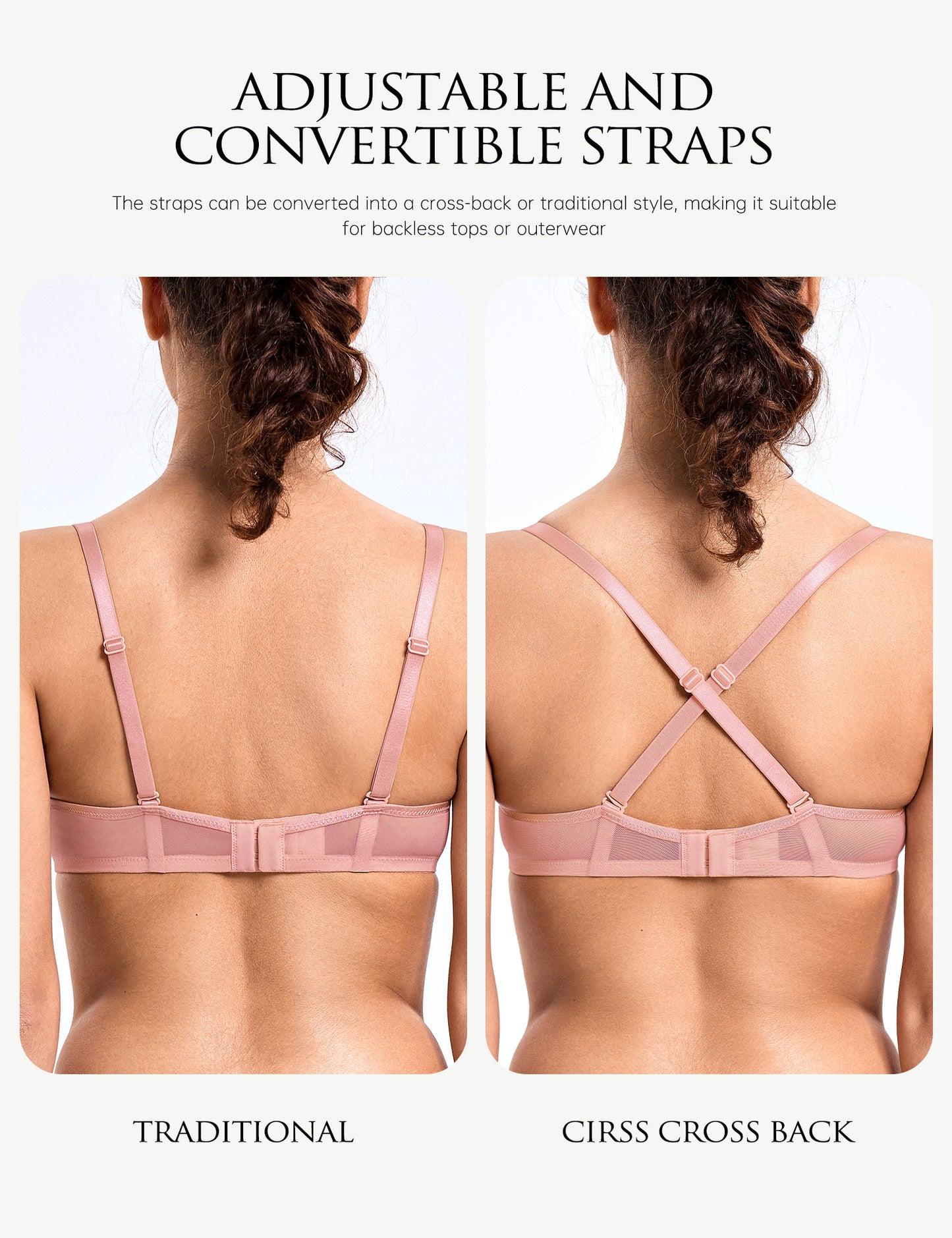 Deyllo Women Sexy Lace See-Through Bra Push Up Unlined Bras Underwire Support Non Padded Pink Underwear Bras