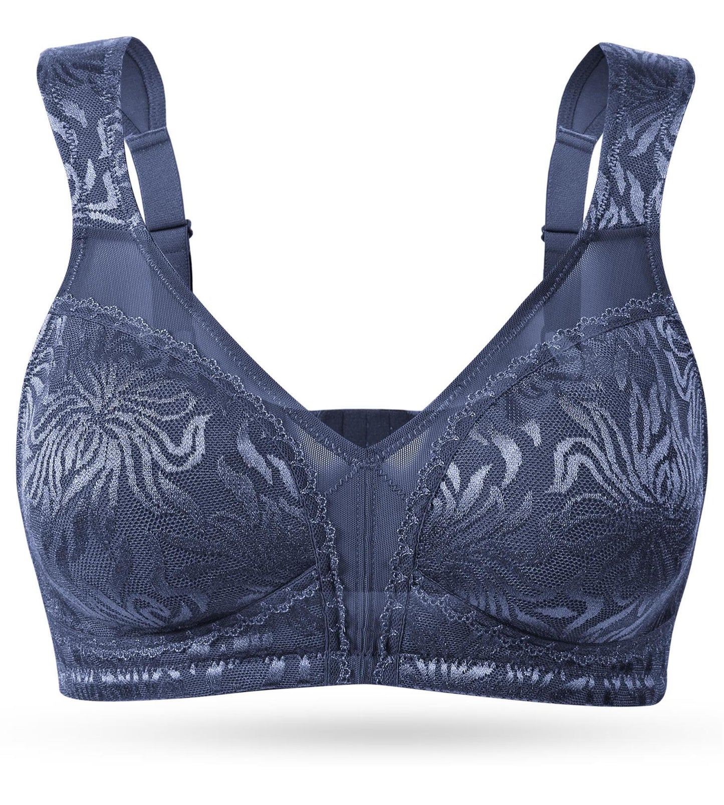 Wingslove Women's Full Coverage Plus Size Bra Non Padded Wireless Minimizer Bra, Gray Blue