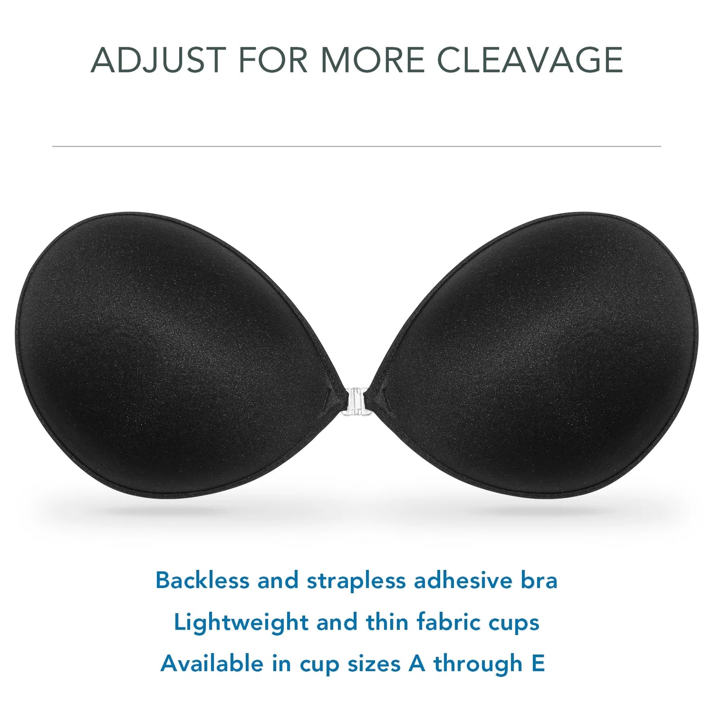 Wingslove Adhesive Bra Reusable Backless Strapless Push-up Silicone Invisible Sticky Bras for Backless Dress,Black