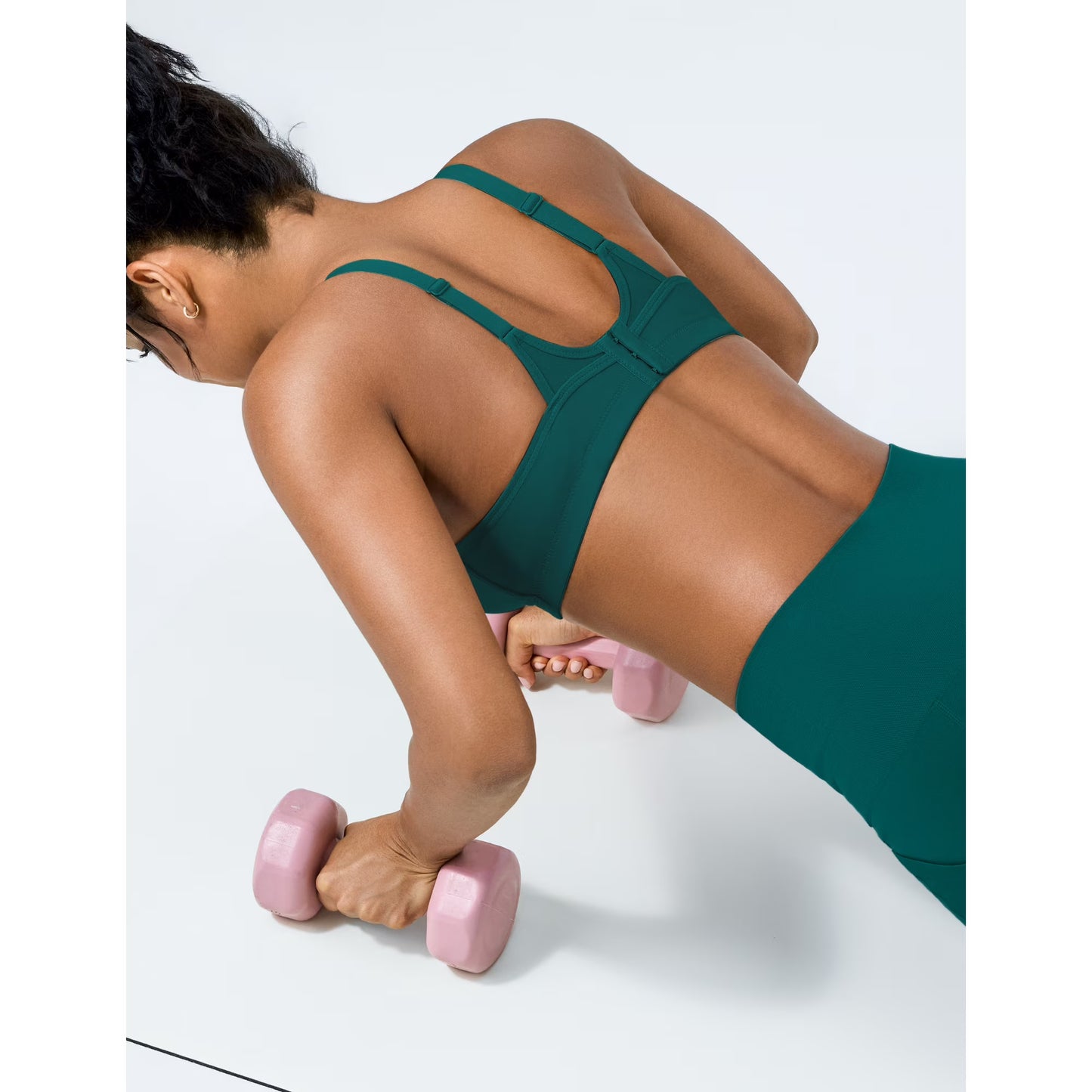 Wingslove Women's Sports Bra Full Coverage Wireless Bra Plus Size High Impact Non Padded Workout Bra,Peacock Green