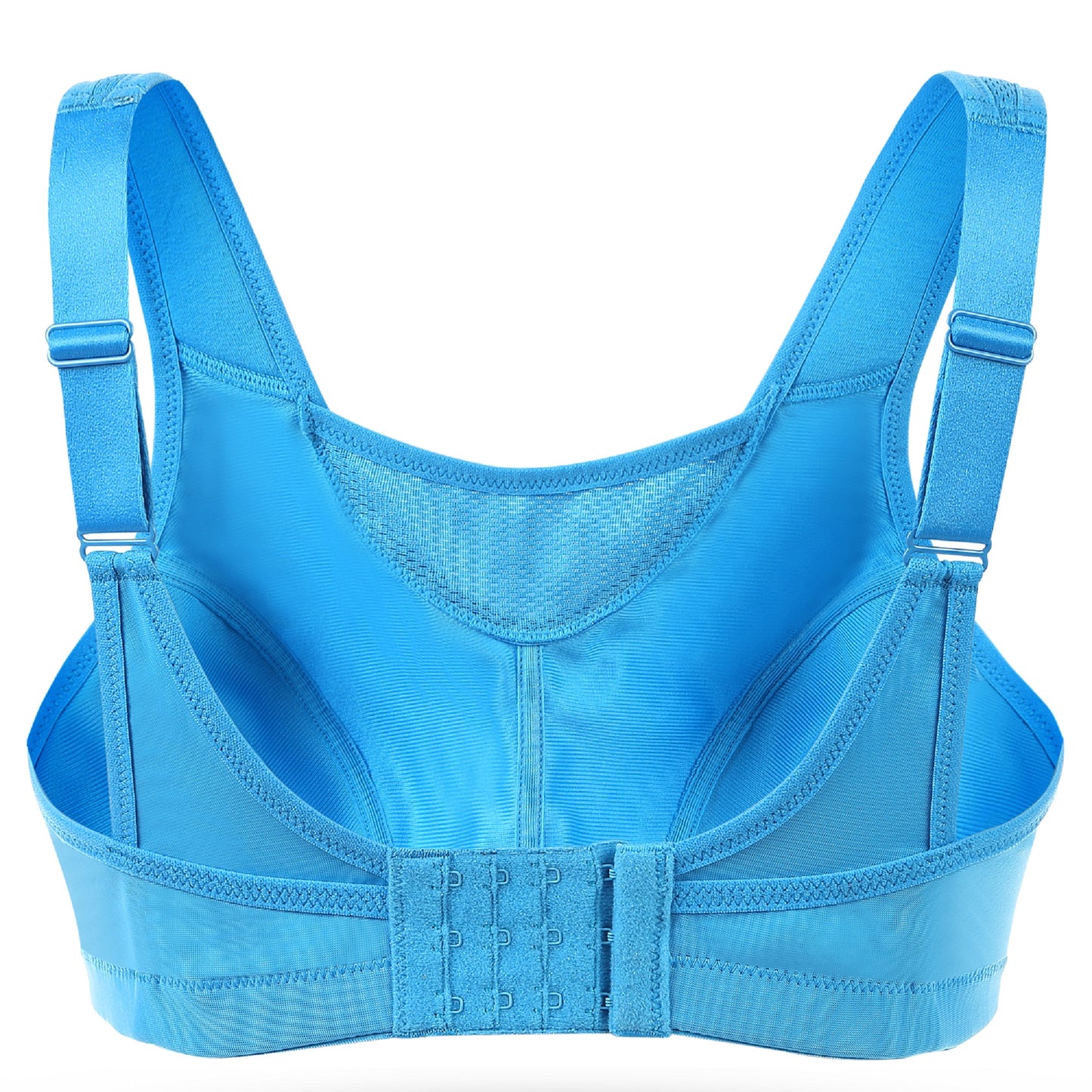 Deyllo Women's Plus Size Sports Bra, High Impact Full Support, Non-Padded Wireless Workout Running Blue Bra