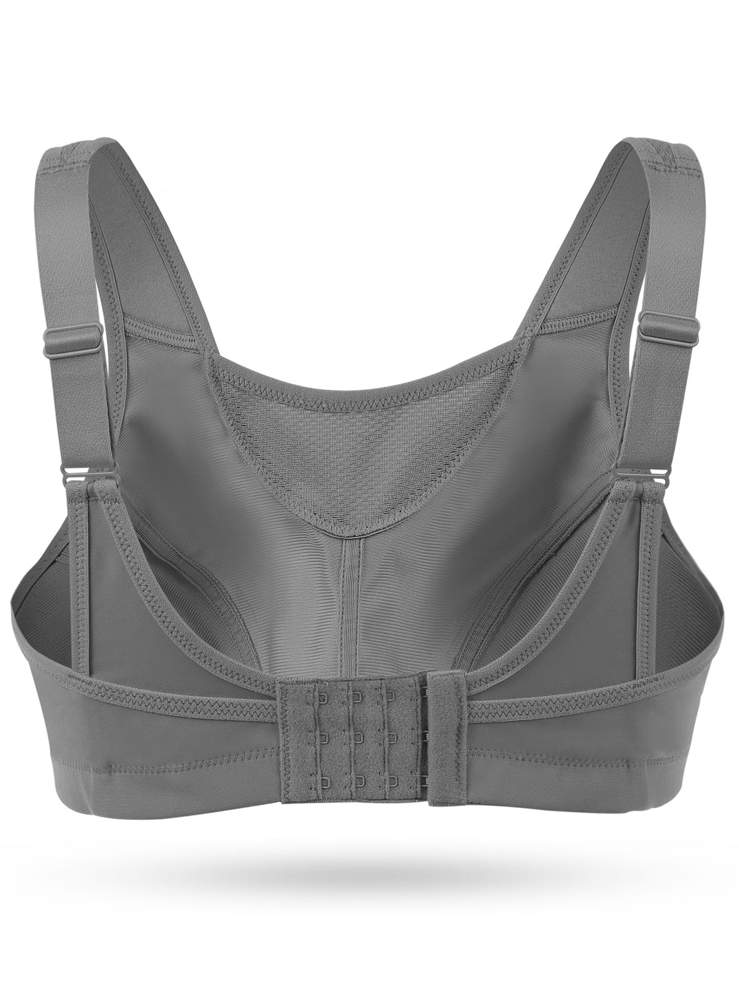 Deyllo Women's Sports Bras Plus Size High Impact Full Support Non-padded Wireless Workout Running Exercise Bra Activewear, Gray