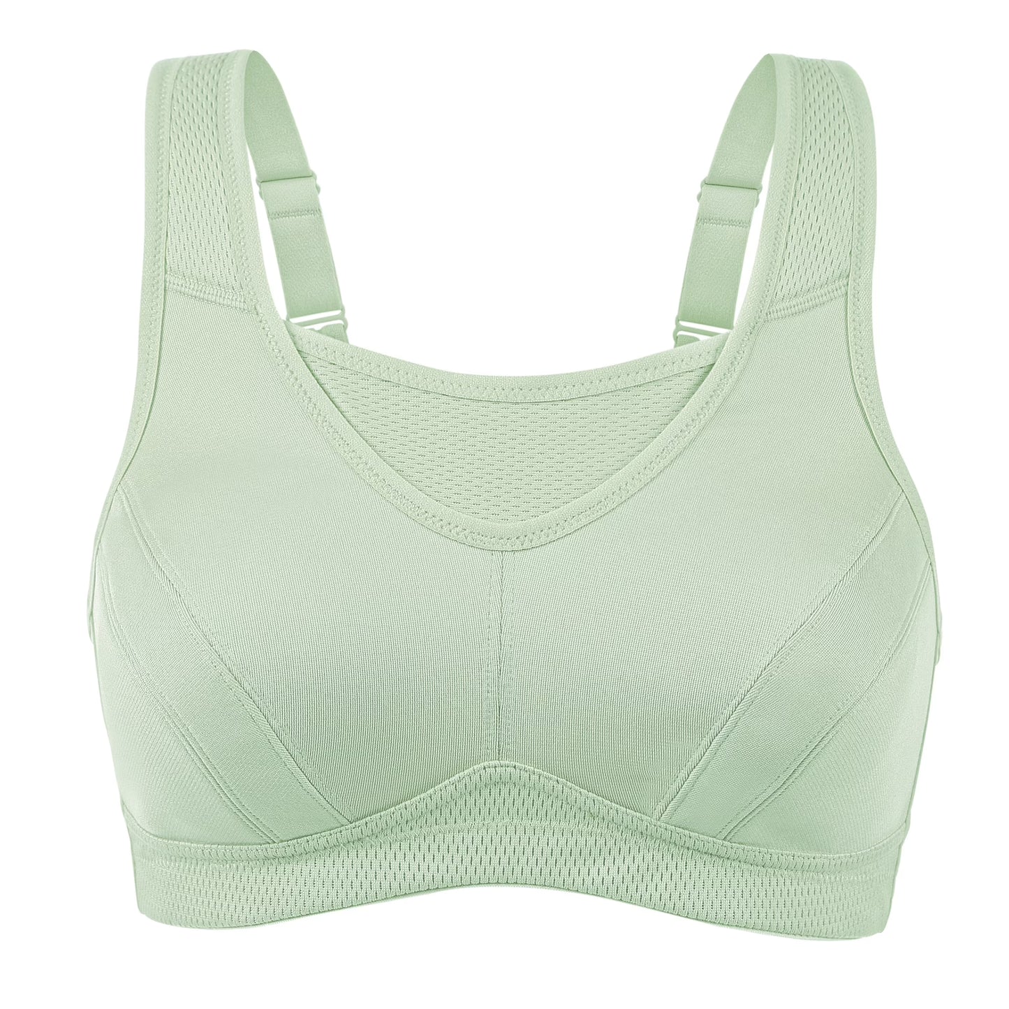 Deyllo Women Wireless Sport Bras High Impact Support Workout Bras Full Coverage No Padded Comfort Light Green
