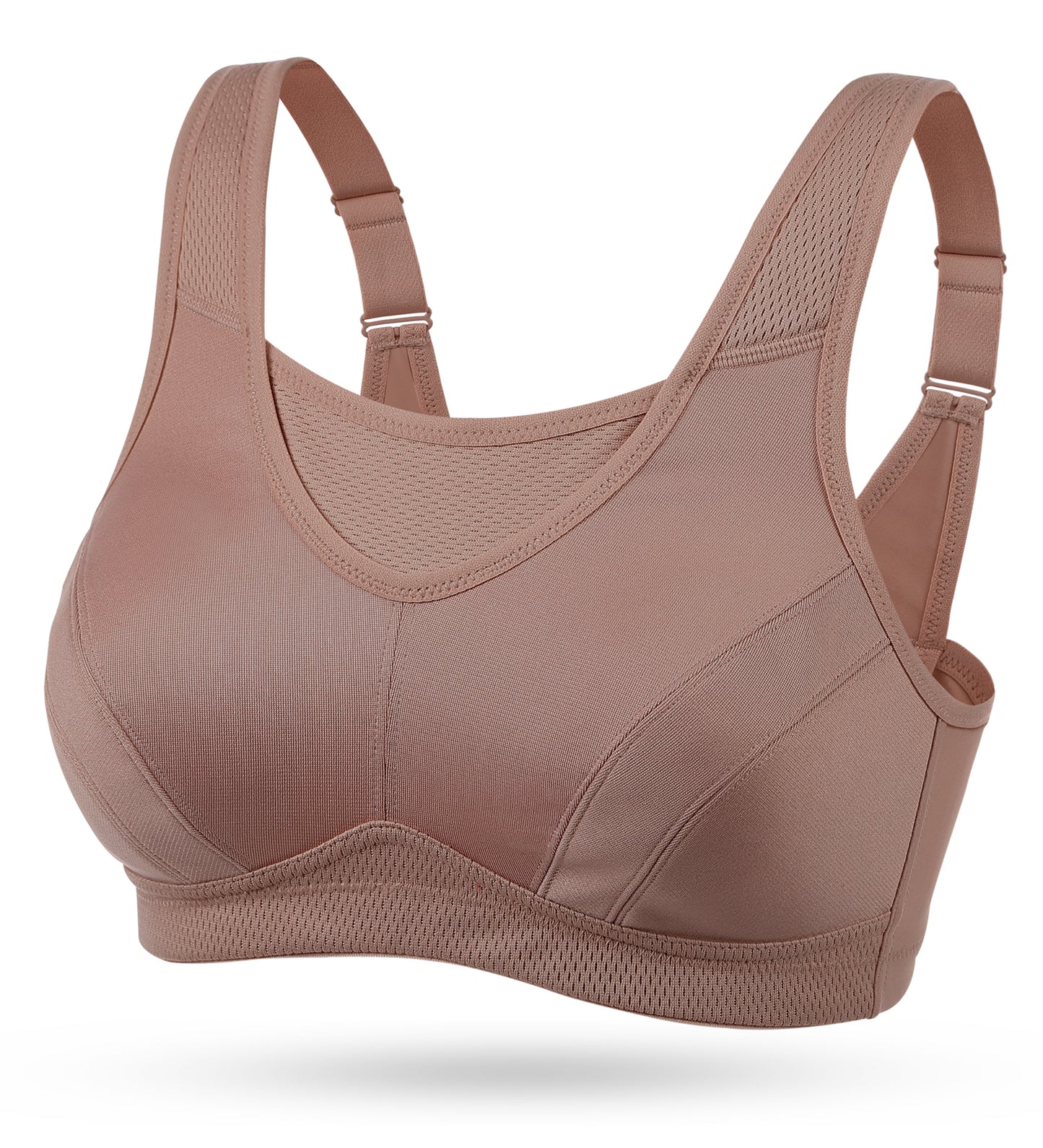 Wingslove Women's Sports Bra Full Coverage Wireless Bra Plus Size High Impact Non Padded Workout Bra,Amber
