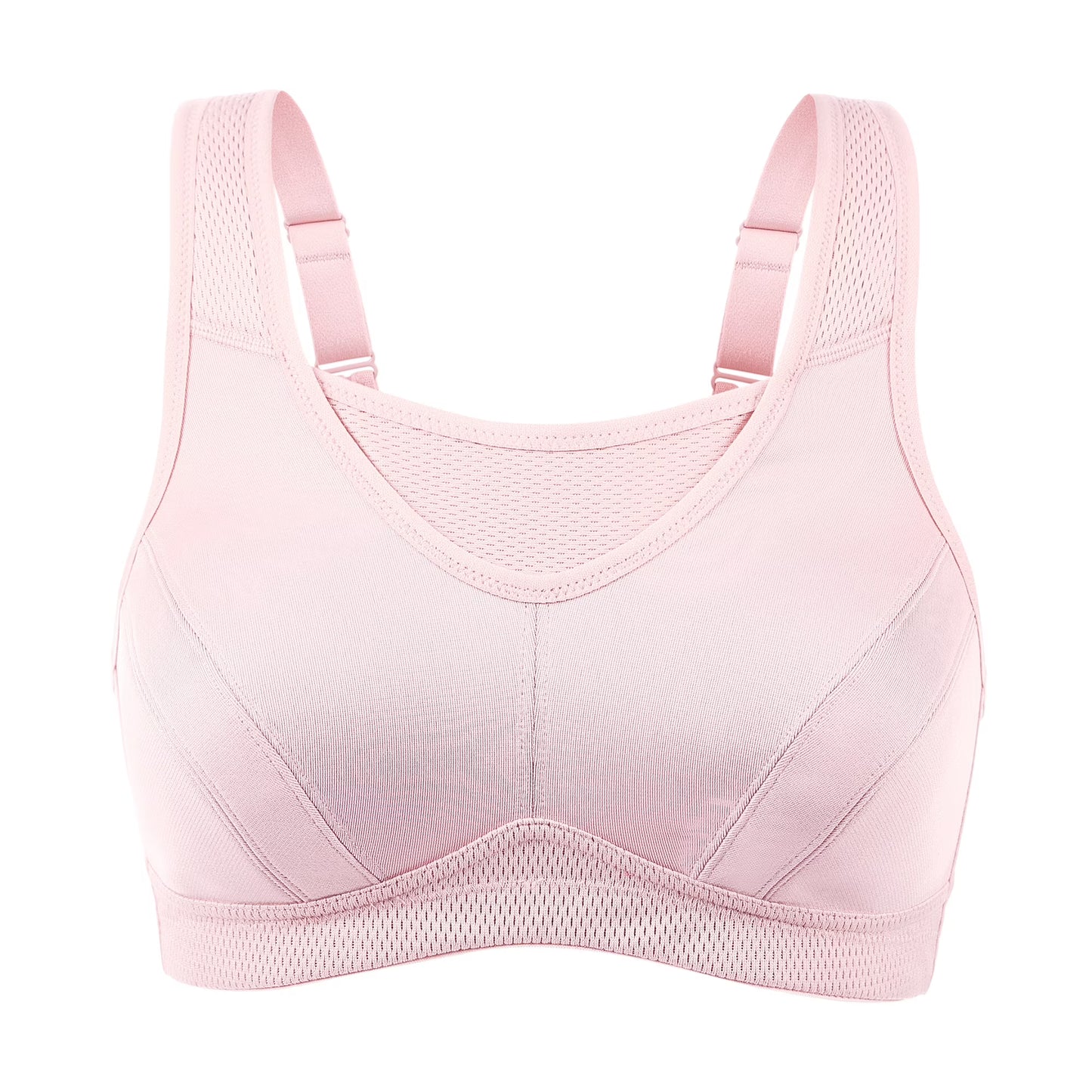 Deyllo Women Plus Size Bras Sport Workout Bras High Impact Support Exercise Bra No Underwire Comfort Light Pink Bra
