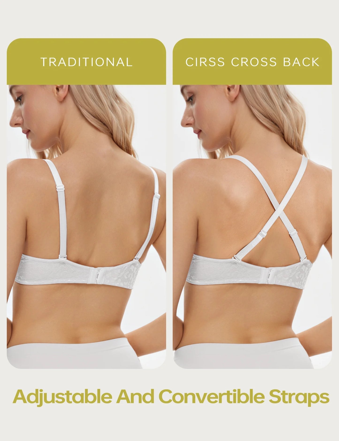 Wingslove Womens Push-up Bra Deep V Plunge Underwire T-Shirt Bra, White