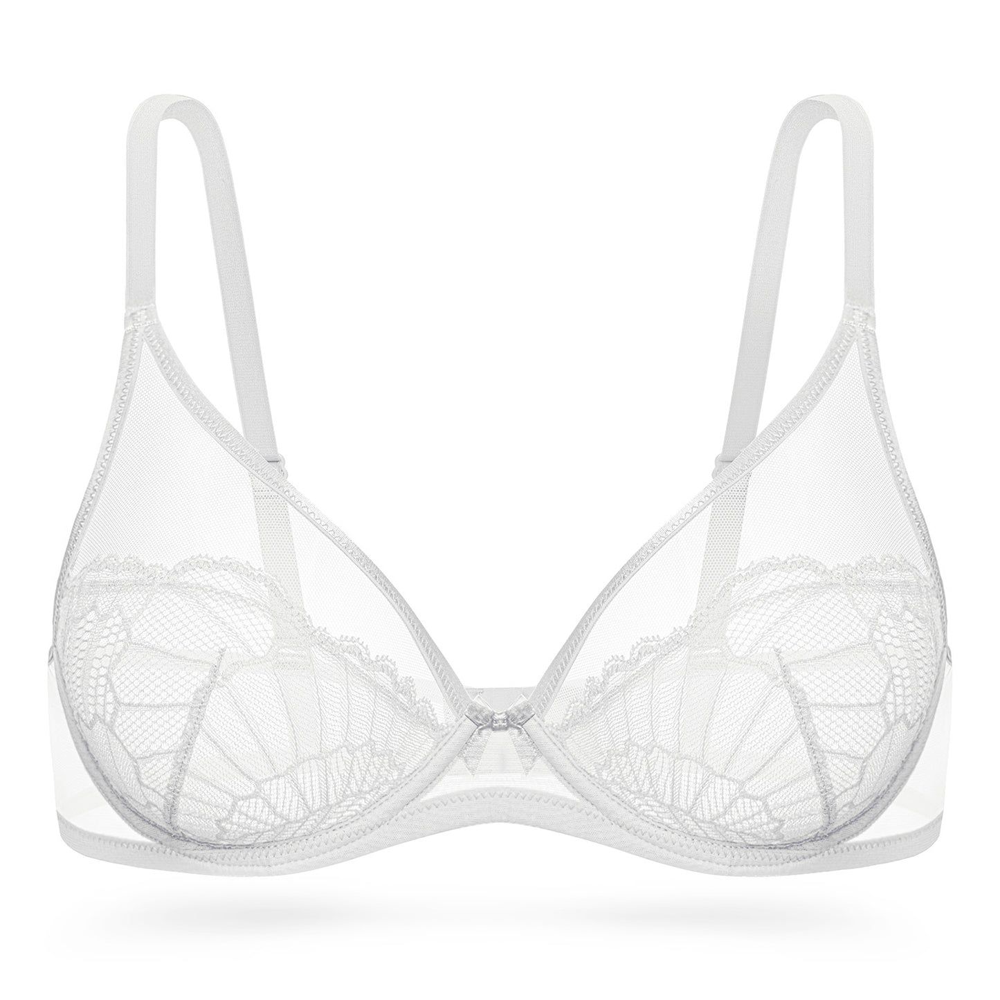Deyllo Women Sexy Lace 1/2 Cup Bra See Through Bras Underwire Support Non Padded Unlined White Underwear Bras