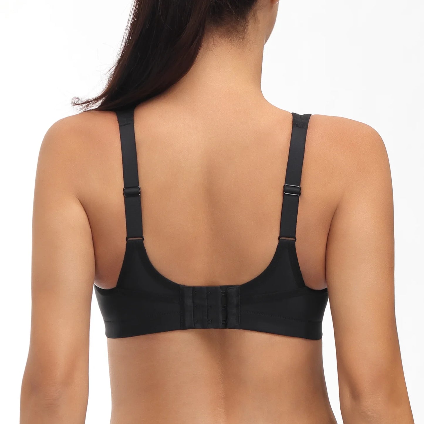 Wingslove Women's Non Padded Wireless Plus Size High Impact Sports Bra, Black