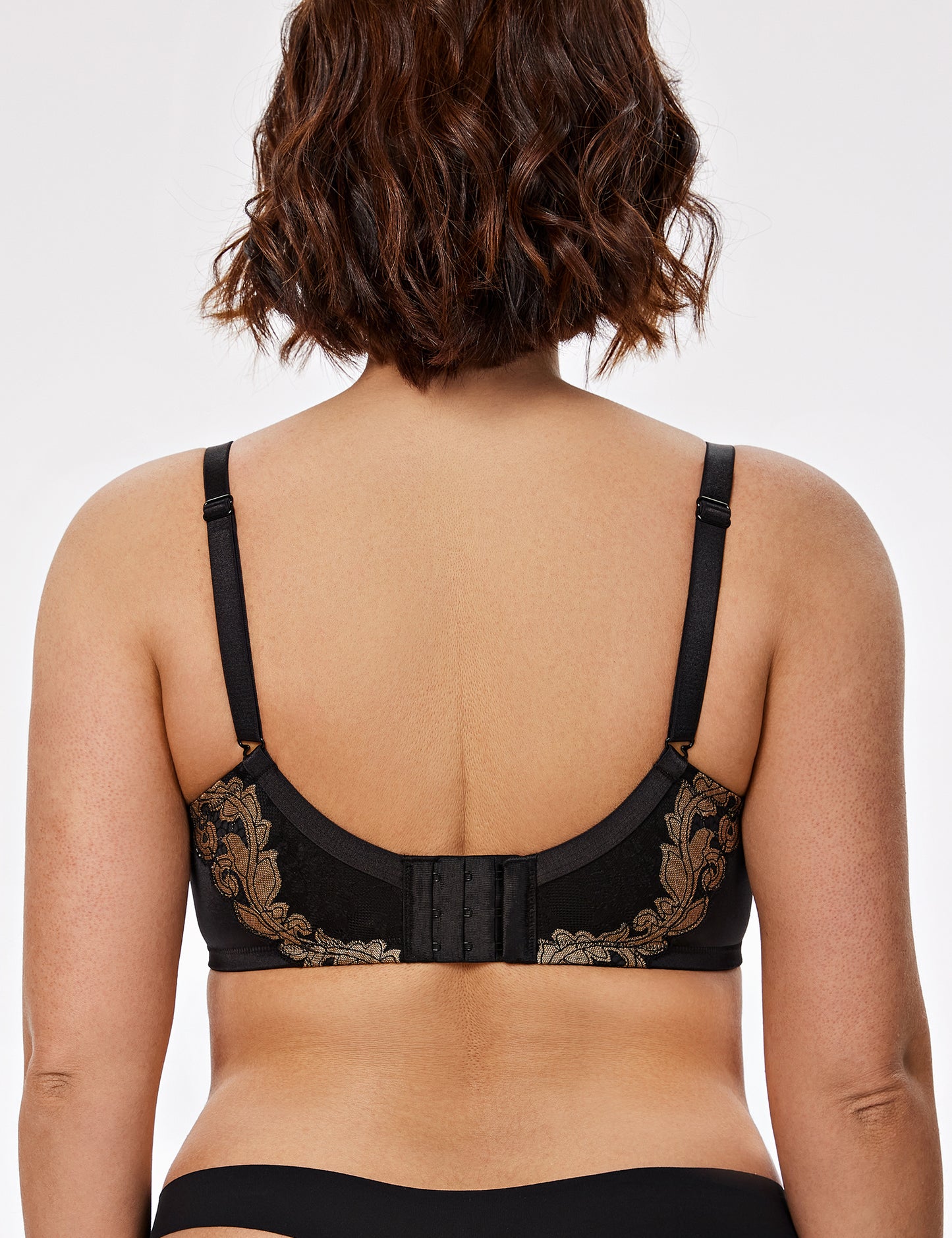 Deyllo Women Plus Size Bras Non-Padded Soft Full Figure Bra Unlined Lace Black Underwire Bralette Bra